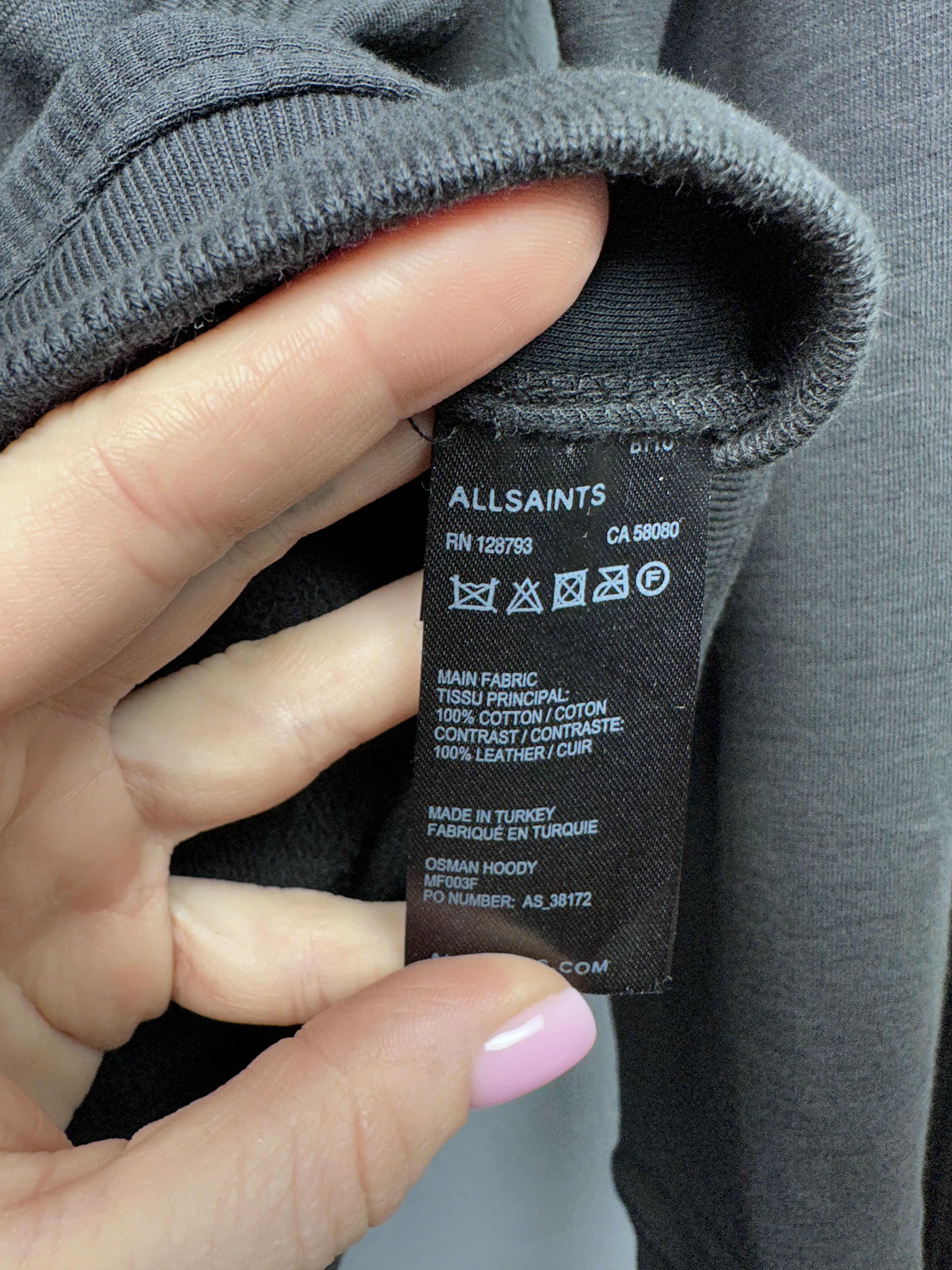 Allsaints Allsaints Mens Osman Cotton-Leather Zip Hoody Size US M / EU 48-50 / 2 - 5 Thumbnail