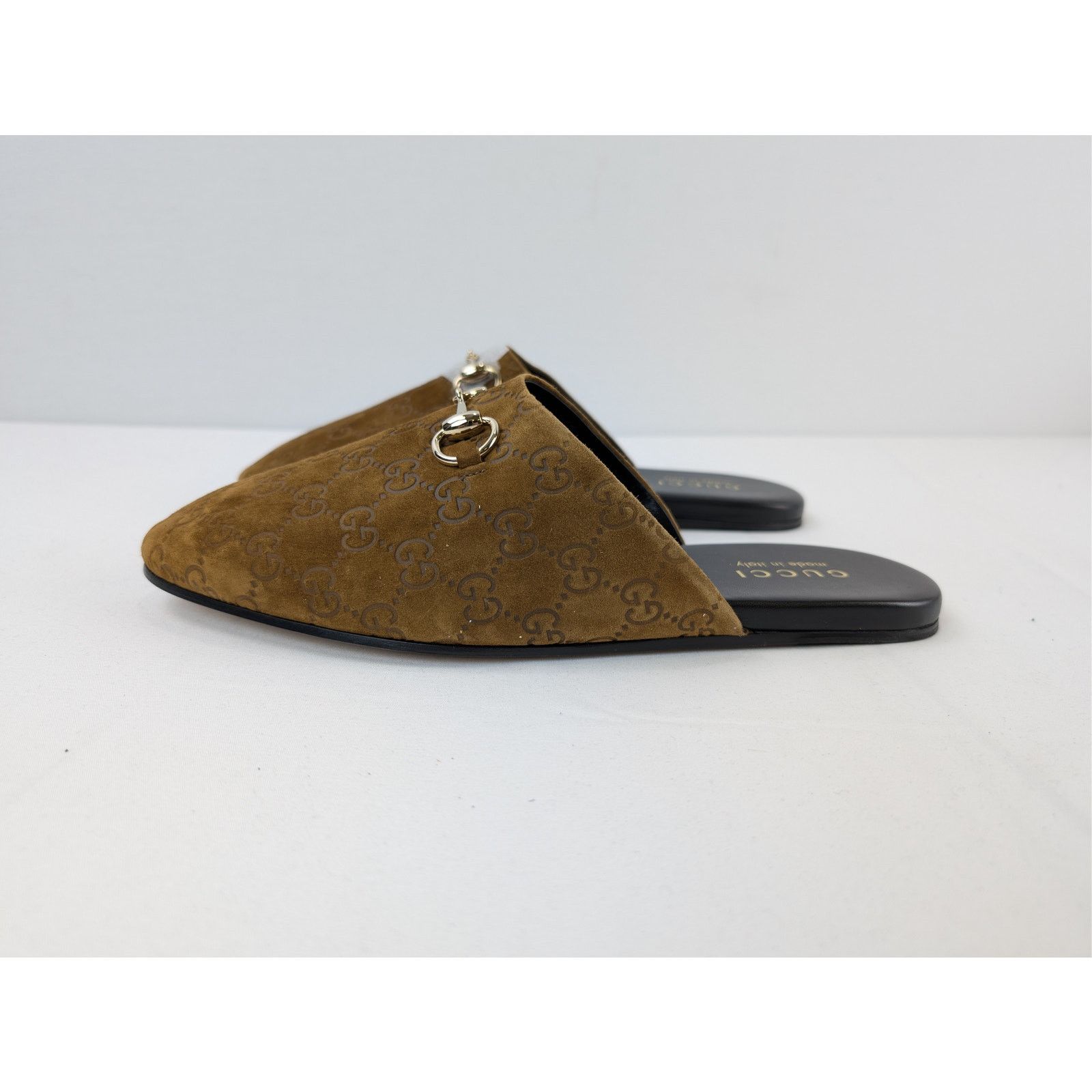 Gucci o1rshd1 men's GG Monogram Horsebit mules Slippers in brown Size US 9.5 / EU 42-43 - 10 Thumbnail