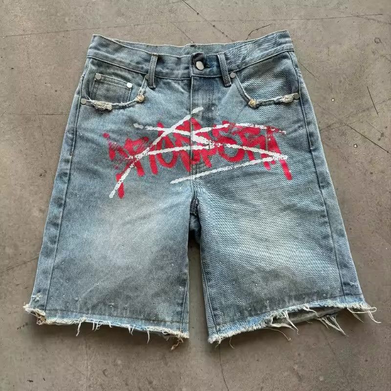 Other Y2K Graffiti Jorts Rhinestone Distressed Unisex Size US 32 / EU 48 - 1 Thumbnail