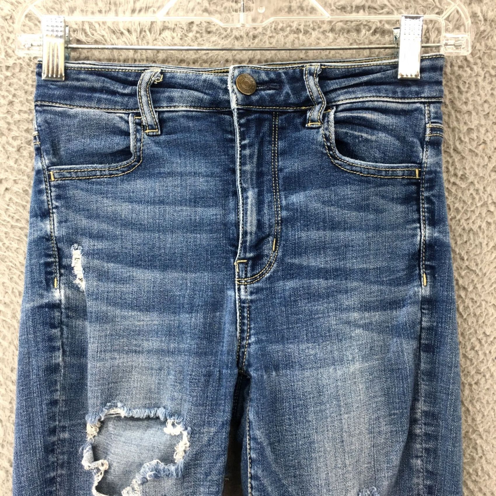 American Eagle Outfitters American Eagle Outfitters Jegging Jeans Womens 0 Reg Blue Denim Distressed Modern Classic Size 25" / US 0 / IT 36 - 2 Thumbnail