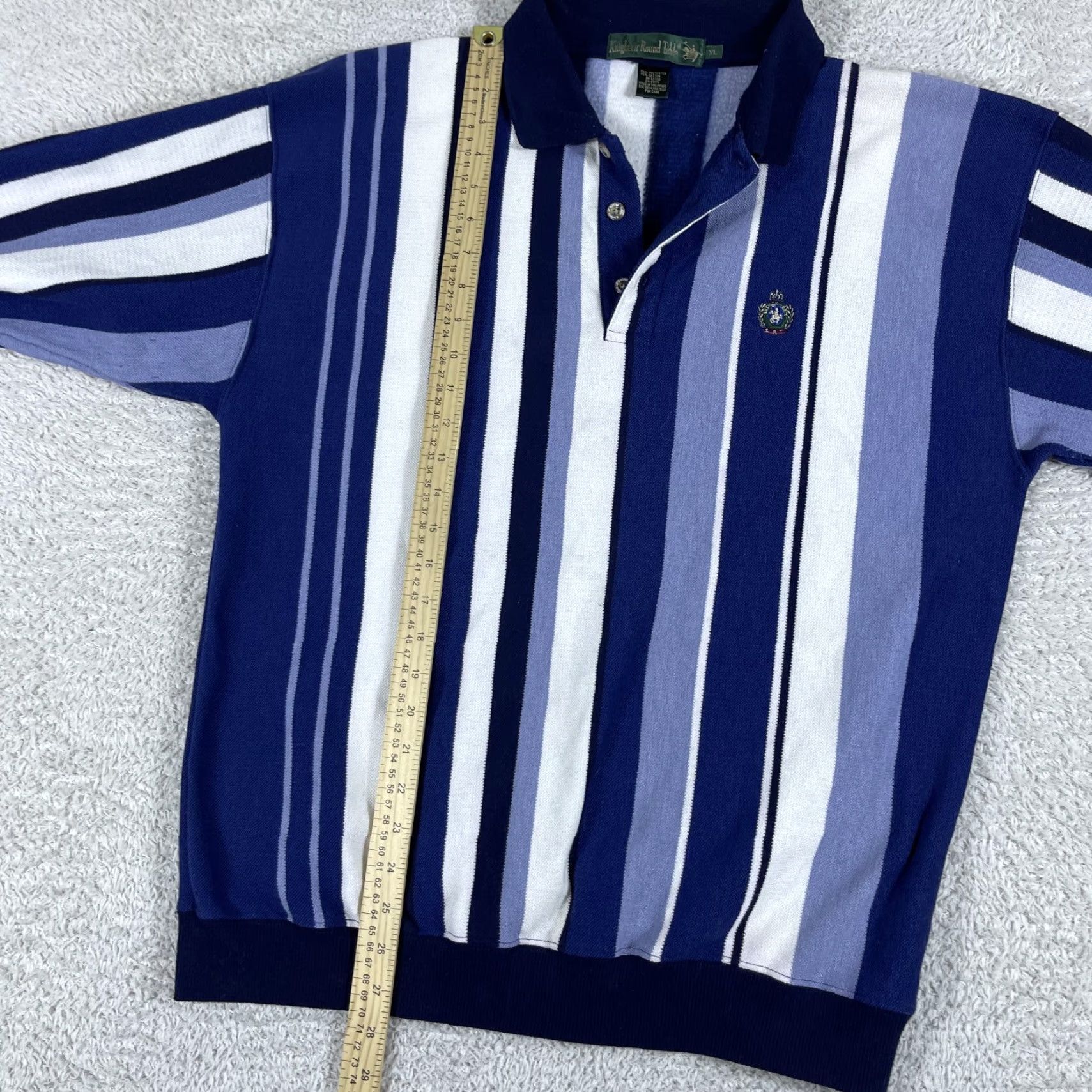 Vintage VINTAGE Knights of the Round Table Polo Sweatshirt Men’s XL Blue Striped Rugby 90s Size US XL / EU 56 / 4 - 5 Thumbnail