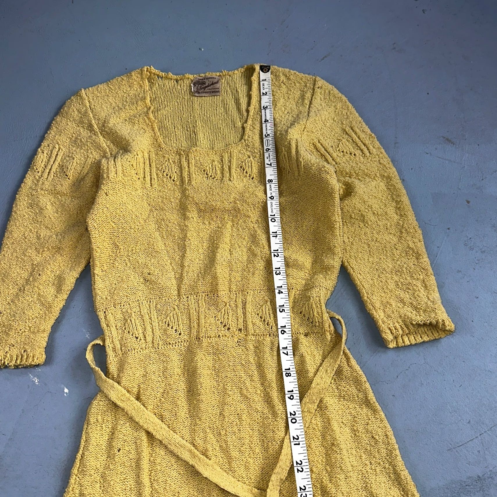 Vintage Vintage 1950s Snyderknit Yellow Knit Dress Sheath Cocktail S Women's Size S / US 4 / IT 40 - 4 Thumbnail