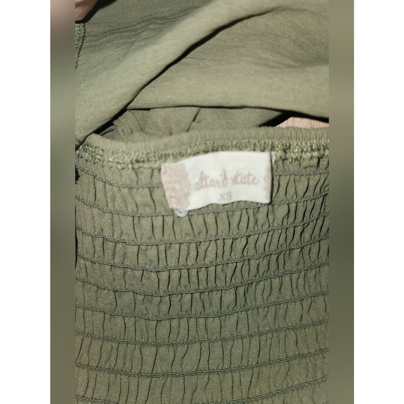 Alternative Apparel Alter'd State Sage Green Off-Shoulder Long Sleeve Top XS Size XS / US 0-2 / IT 36-38 - 3 Thumbnail