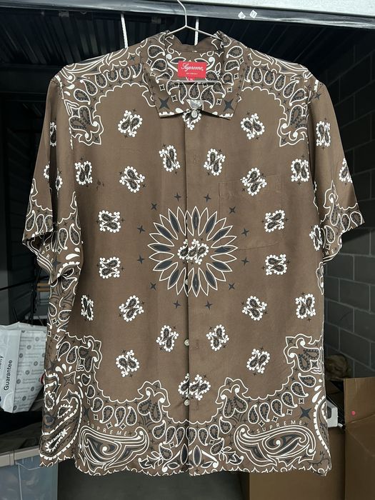 Supreme Supreme Bandana Silk S/S Shirt Brown XL | Grailed