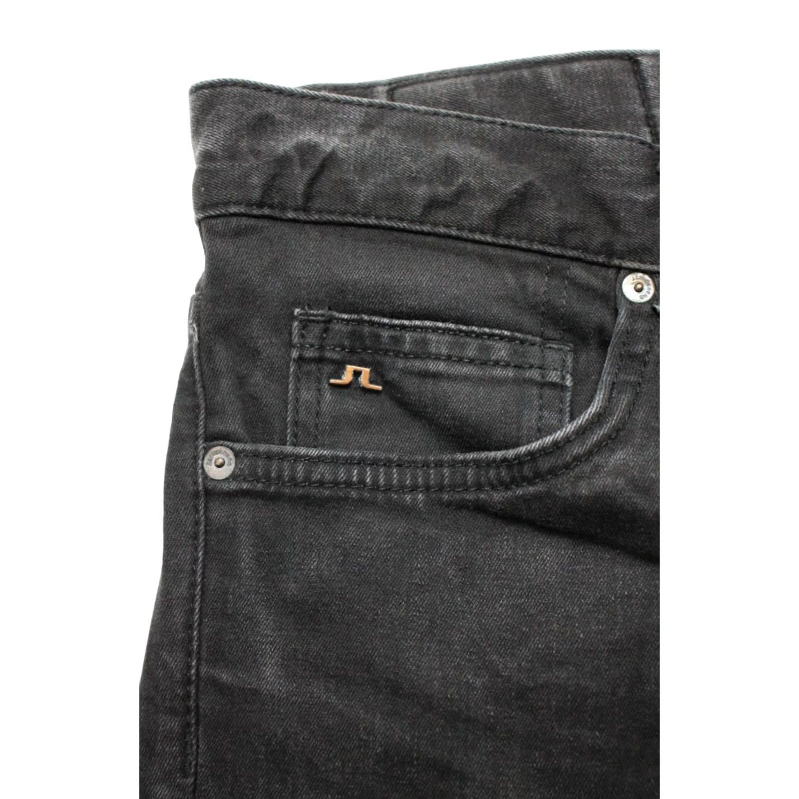 J.Lindeberg J. LINDEBERG Jay Ivy Black Jeans Slim Fit W33/L32 Mens Dark Stretch Whiskers Denim Casual Size US 33 - 5 Thumbnail