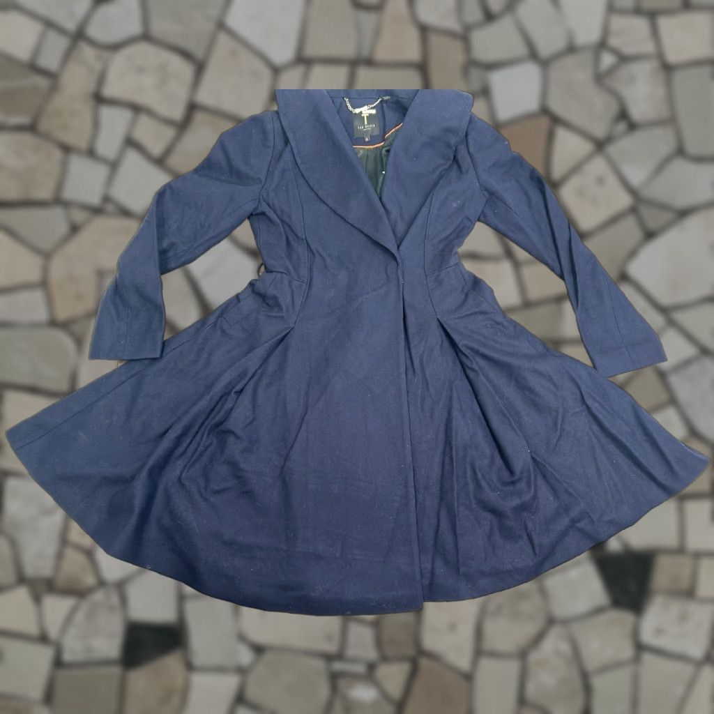 Ted Baker London Size 0 Blue Dress Blazer Jacket Virgin Wool Womens