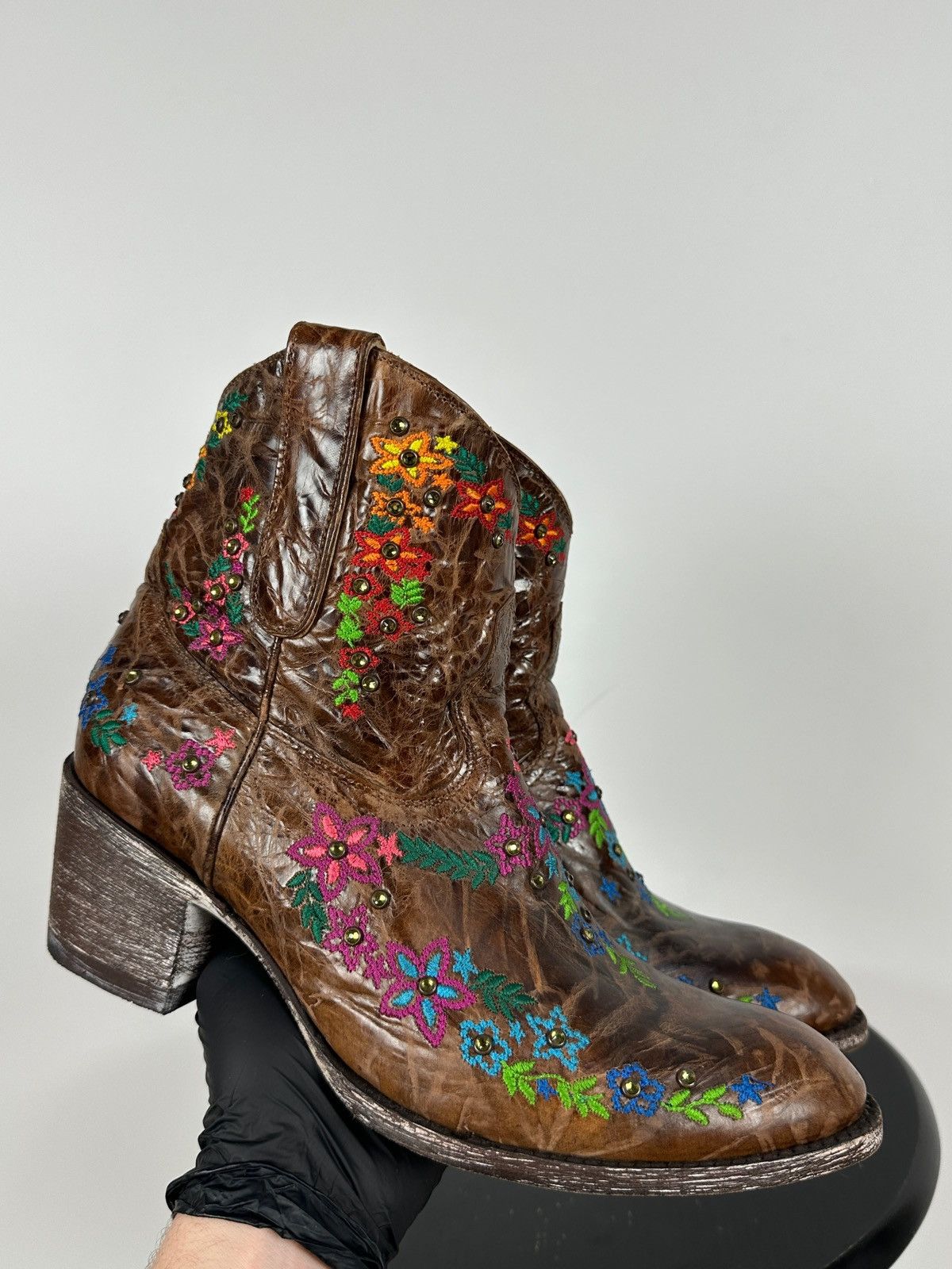 Old Gringo Mexicana Old Gringo Sora Leather Cowboy Floral Ankle Boots Size US 9.5 / IT 39.5 - 3 Thumbnail