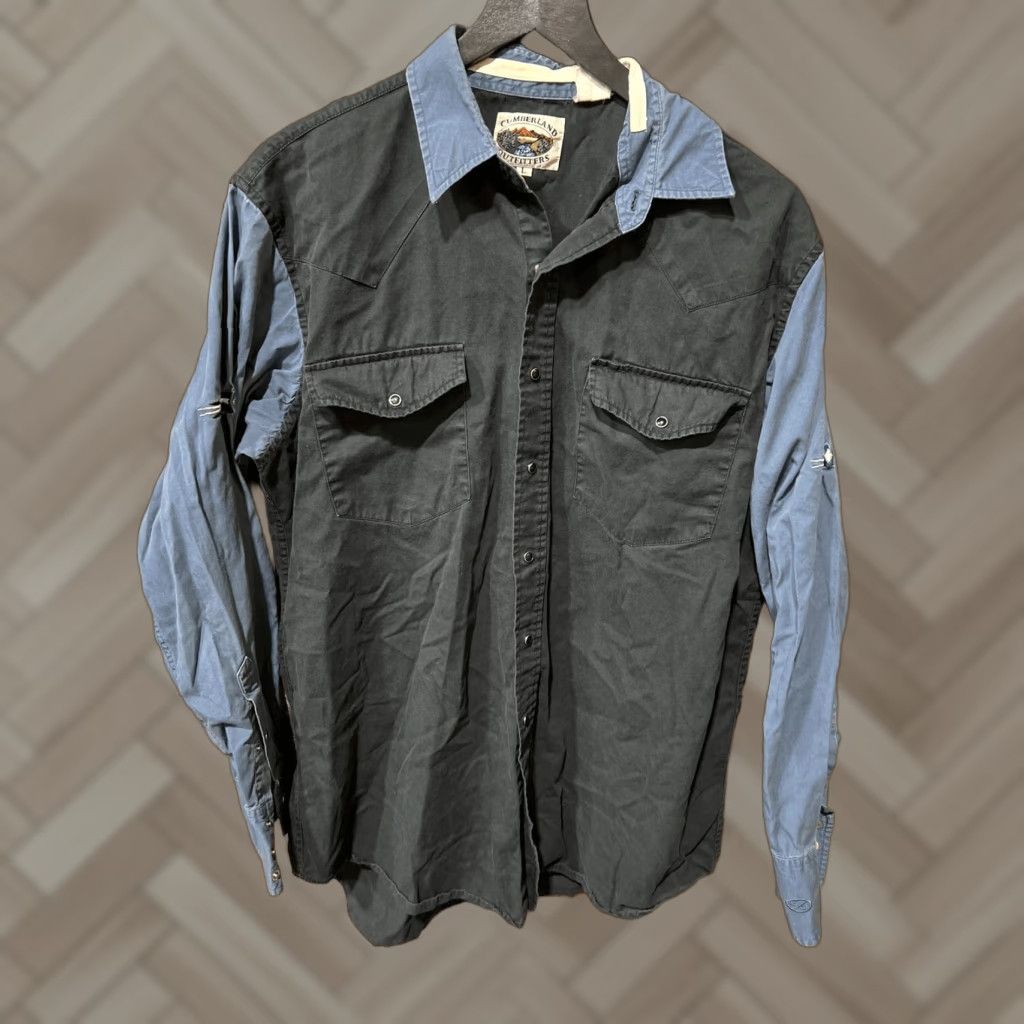 Vintage VINTAGE Cumberland Outfitters Shirt Mens XL Western Pearl Snap Black Blue Size US XL / EU 56 / 4 - 1 Thumbnail