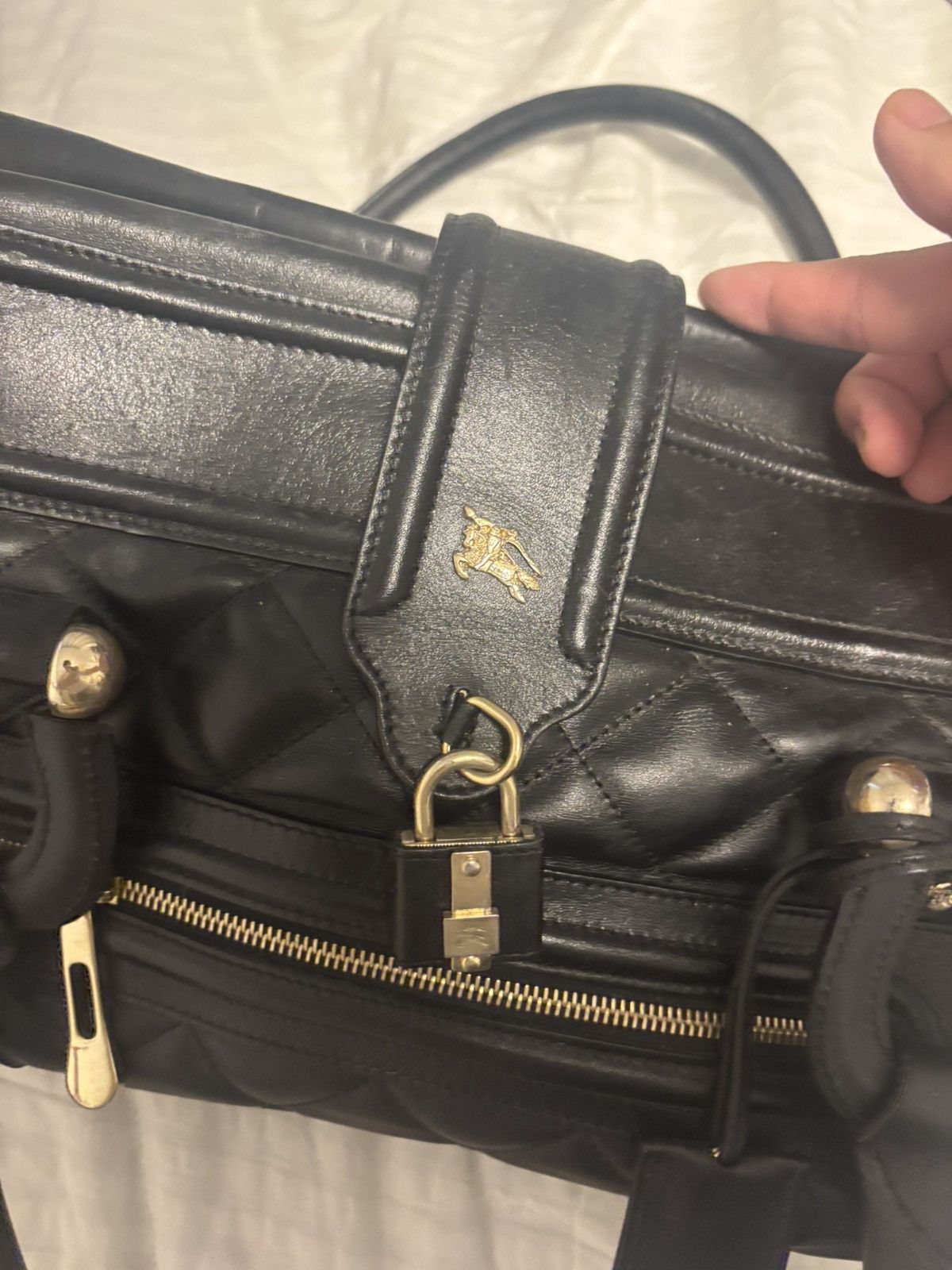 Burberry Burberry Manor Black Quilted Leather Satchel Size ONE SIZE - 3 Thumbnail