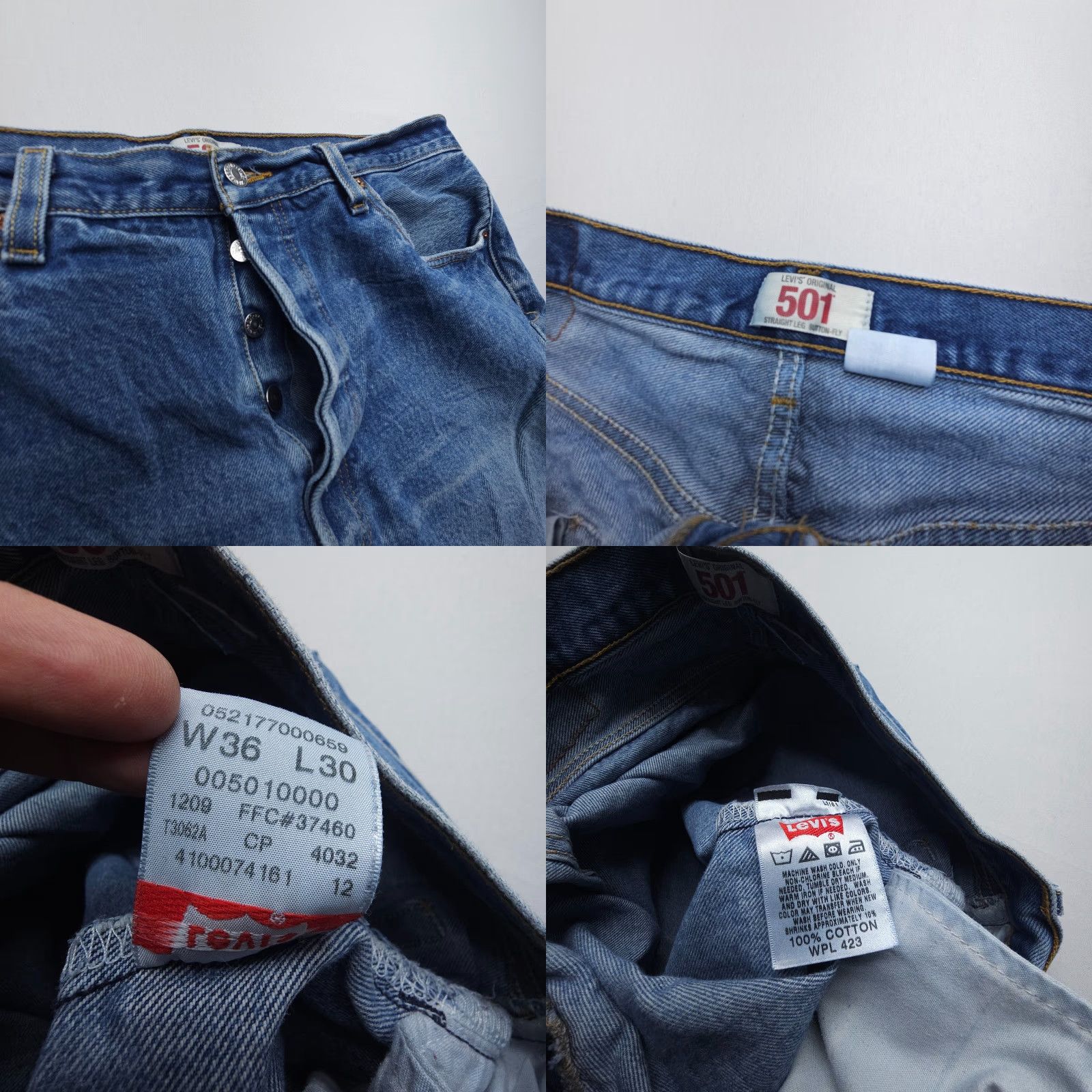 Levi's VINTAGE Levi's 501 Jeans Mens 36 x 30 Button Fly Straight Denim Blue 90s Classic American Size US 36 / EU 52 - 8 Thumbnail