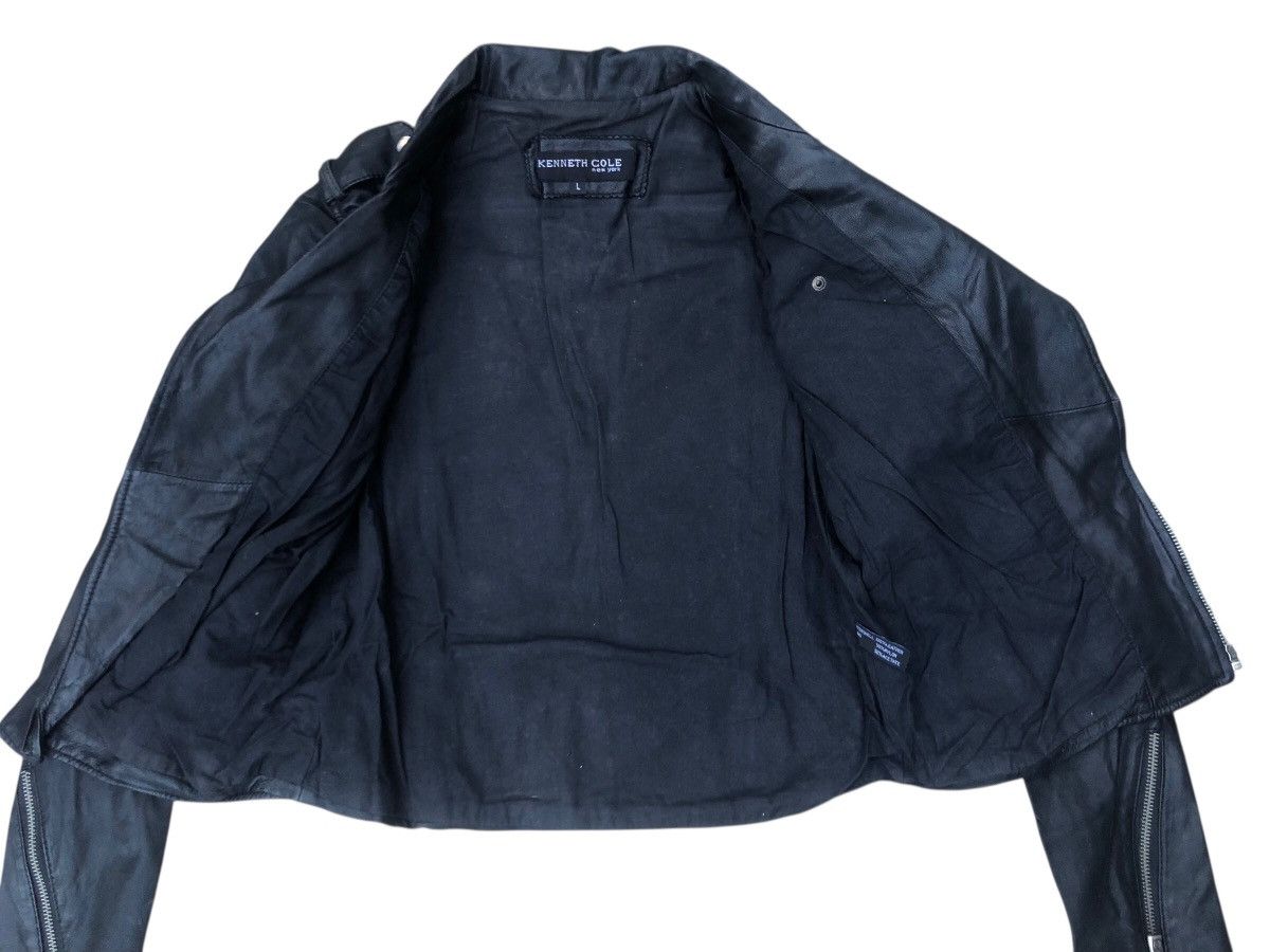 Kenneth Cole 🔥KENNETH COLE Biker Punk Double Collar Leather Jacket Women Size L / US 10 / IT 46 - 9 Thumbnail