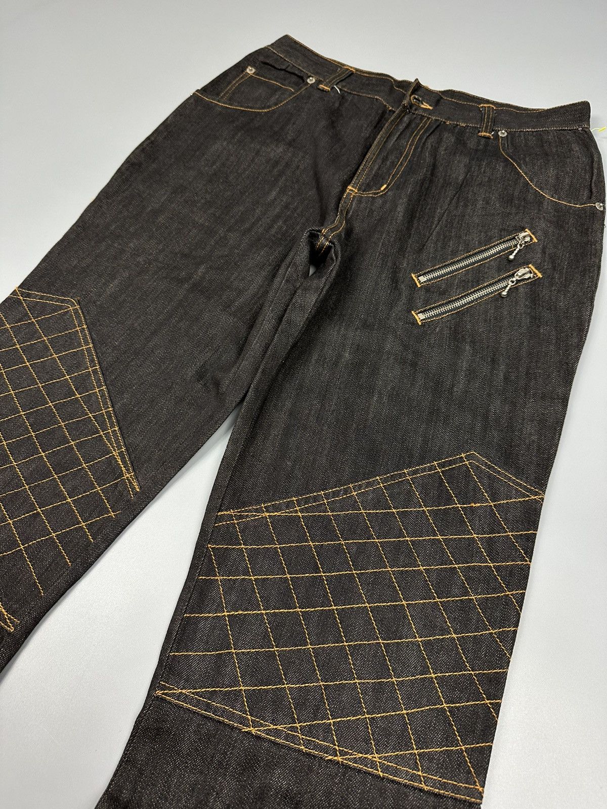 If Six Was Nine × Le Grande Bleu (L.G.B.) Seditionaries Double Knees Multi Zipper Flared Denim Size US 31 - 8 Thumbnail