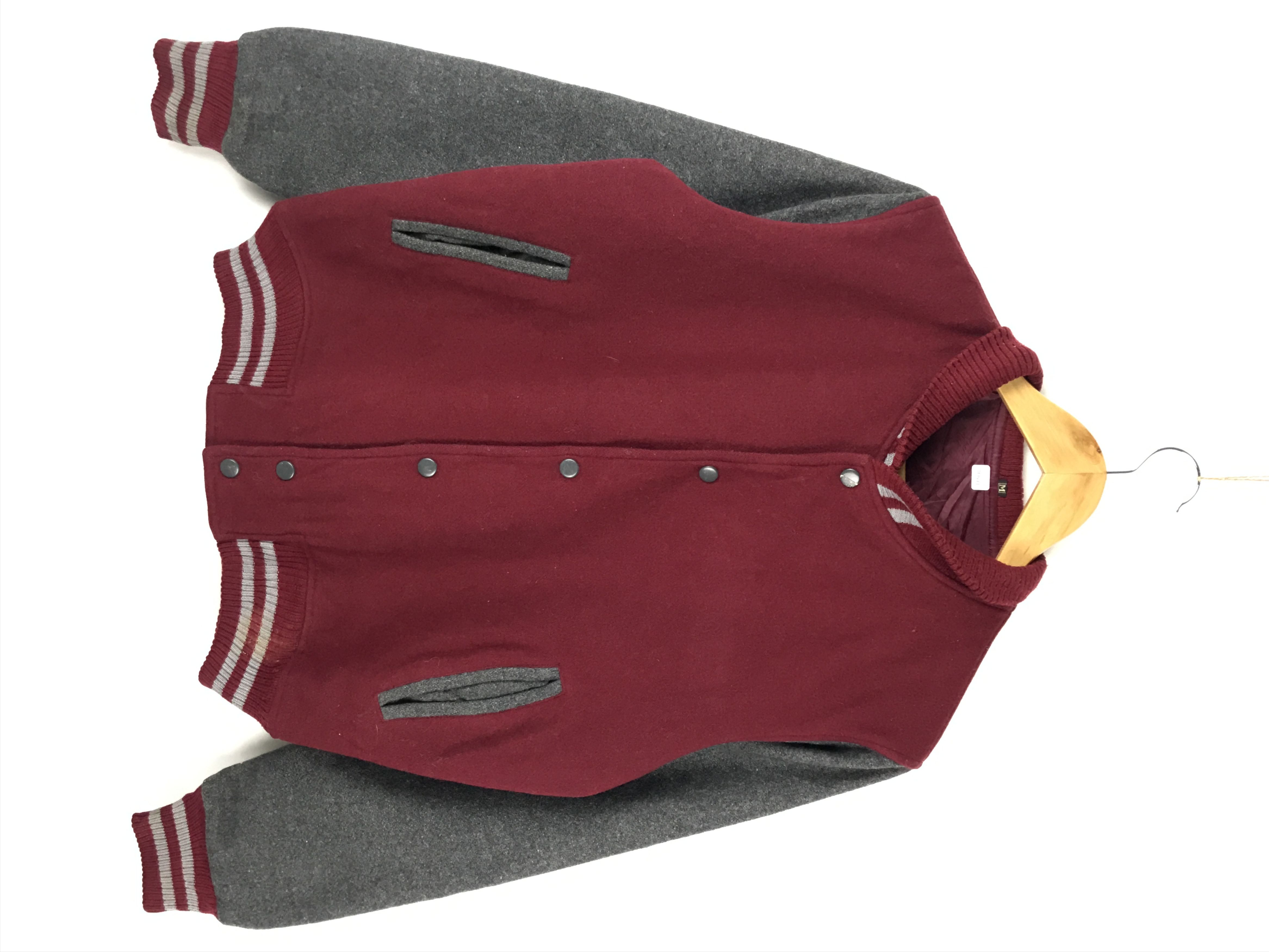 image of Unbrnd x Varsity Jacket Vintage Unbrand Varsity Jacket in Maroon, Men's (Size Small)