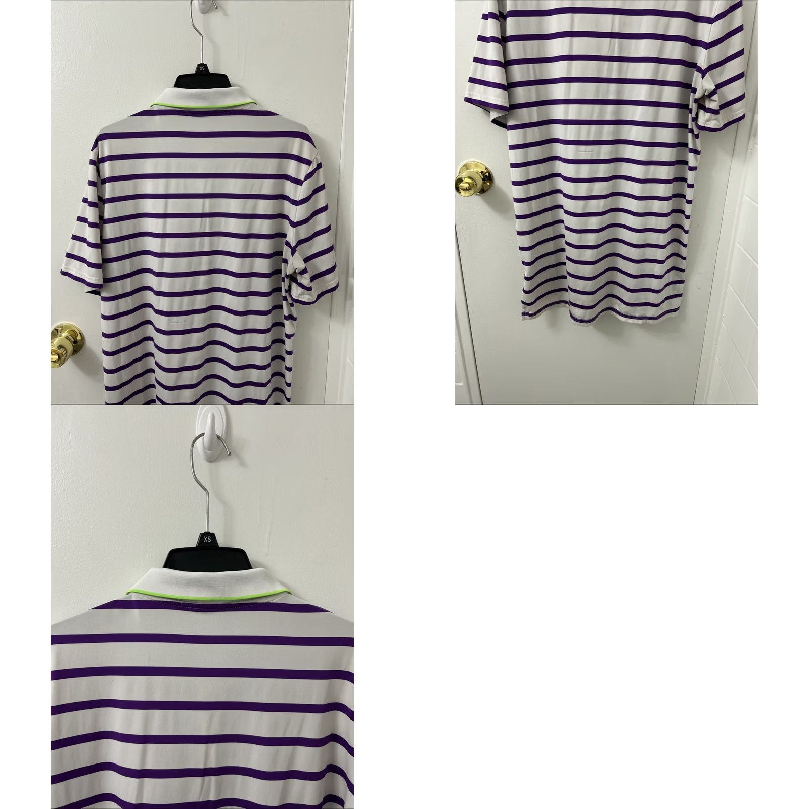 RLX Ralph Lauren RLX Ralph Lauren Polo Shirt Mens M White Purple Striped Short Sleeve Polo Golf Activewear Casual Mens Size US M / EU 48-50 / 2 - 8 Thumbnail