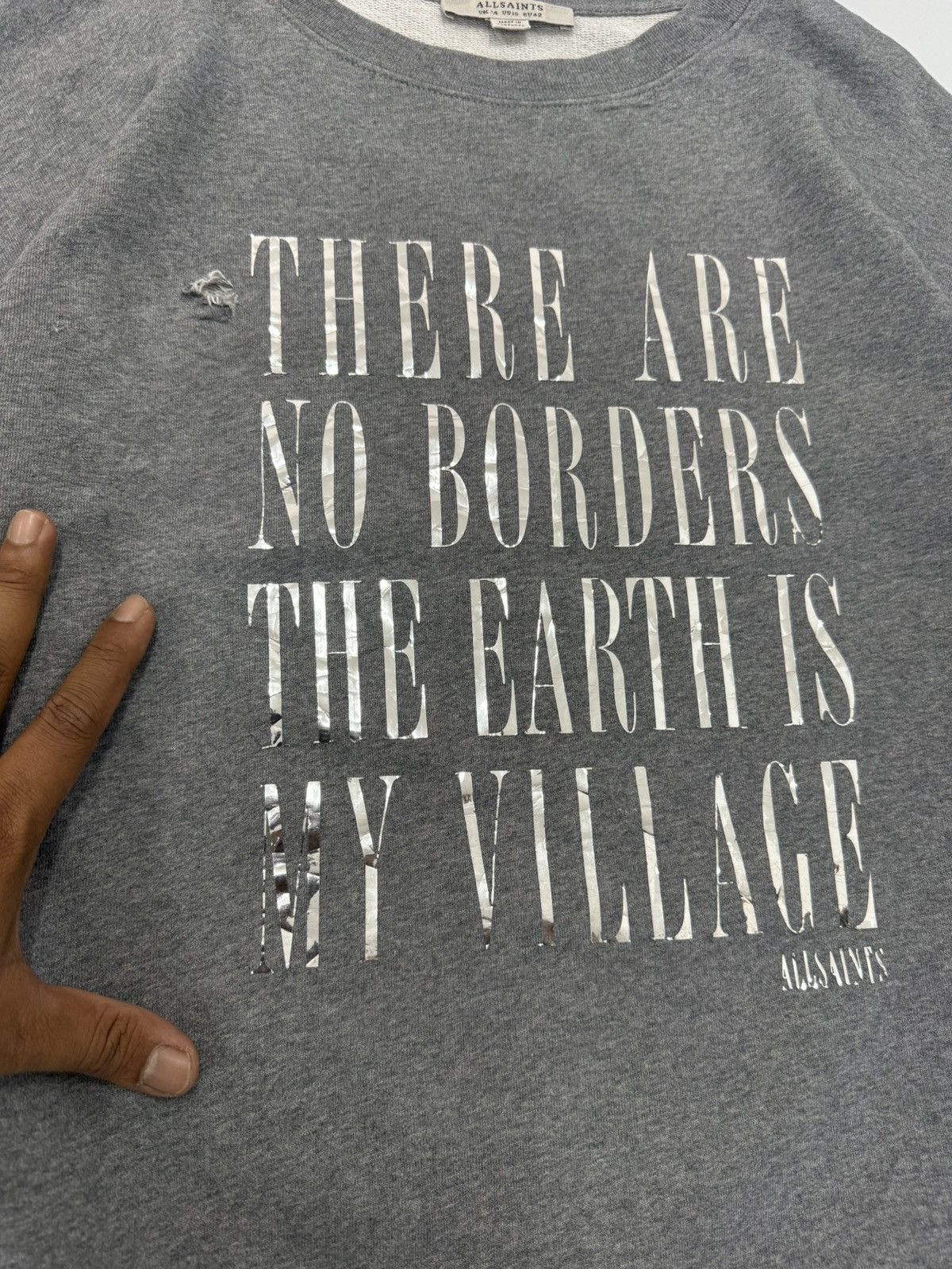 Allsaints 🔥 Distressed ALLSAINTS Freedom Iona Graphic Sweatshirt -170 Size M / US 6-8 / IT 42-44 - 7 Thumbnail