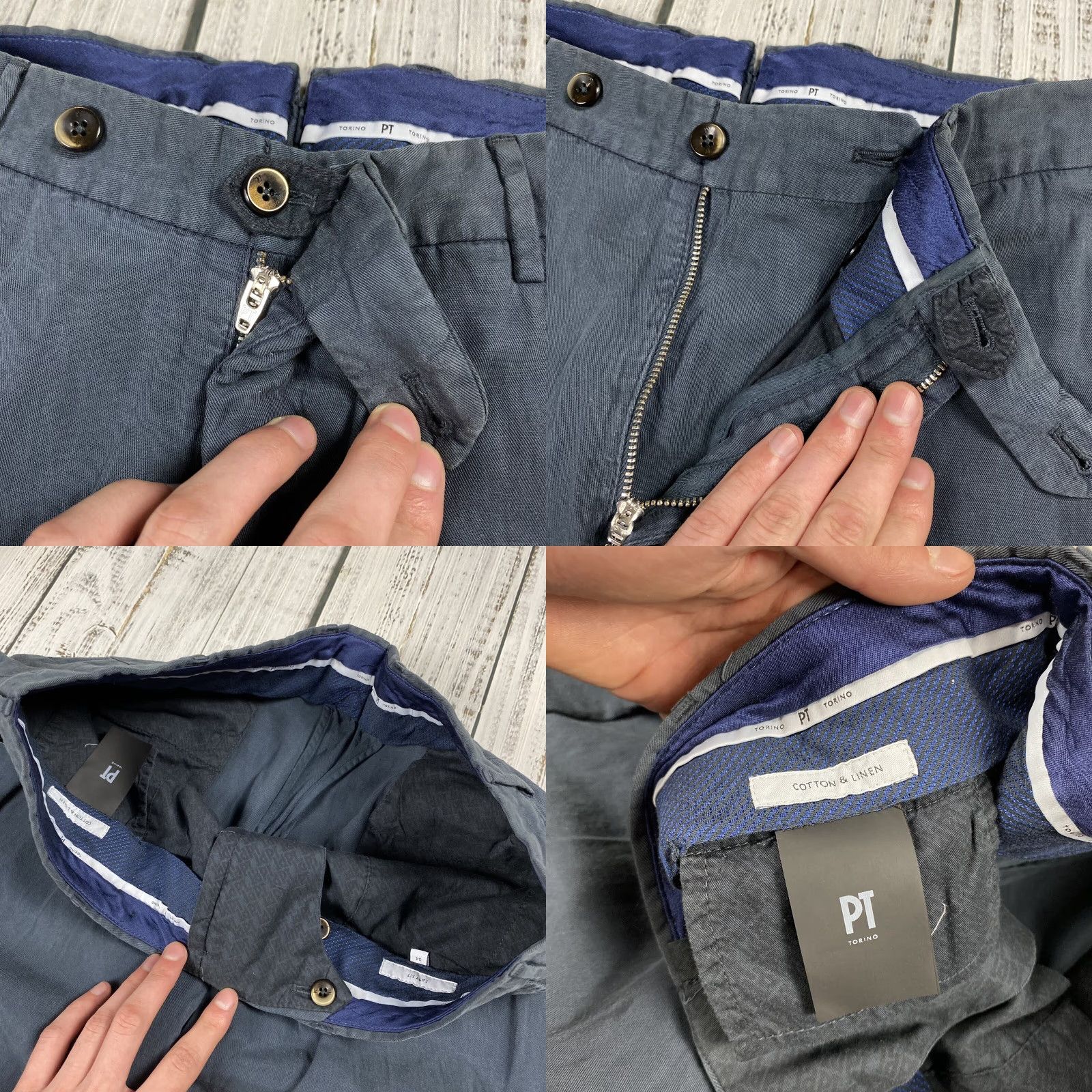 Vintage PT01 Easy Fit Blue Dress Pants Men's Size 36 Cotton Linen Tapered Solid IVY PREP Size US 36 / EU 52 - 8 Thumbnail