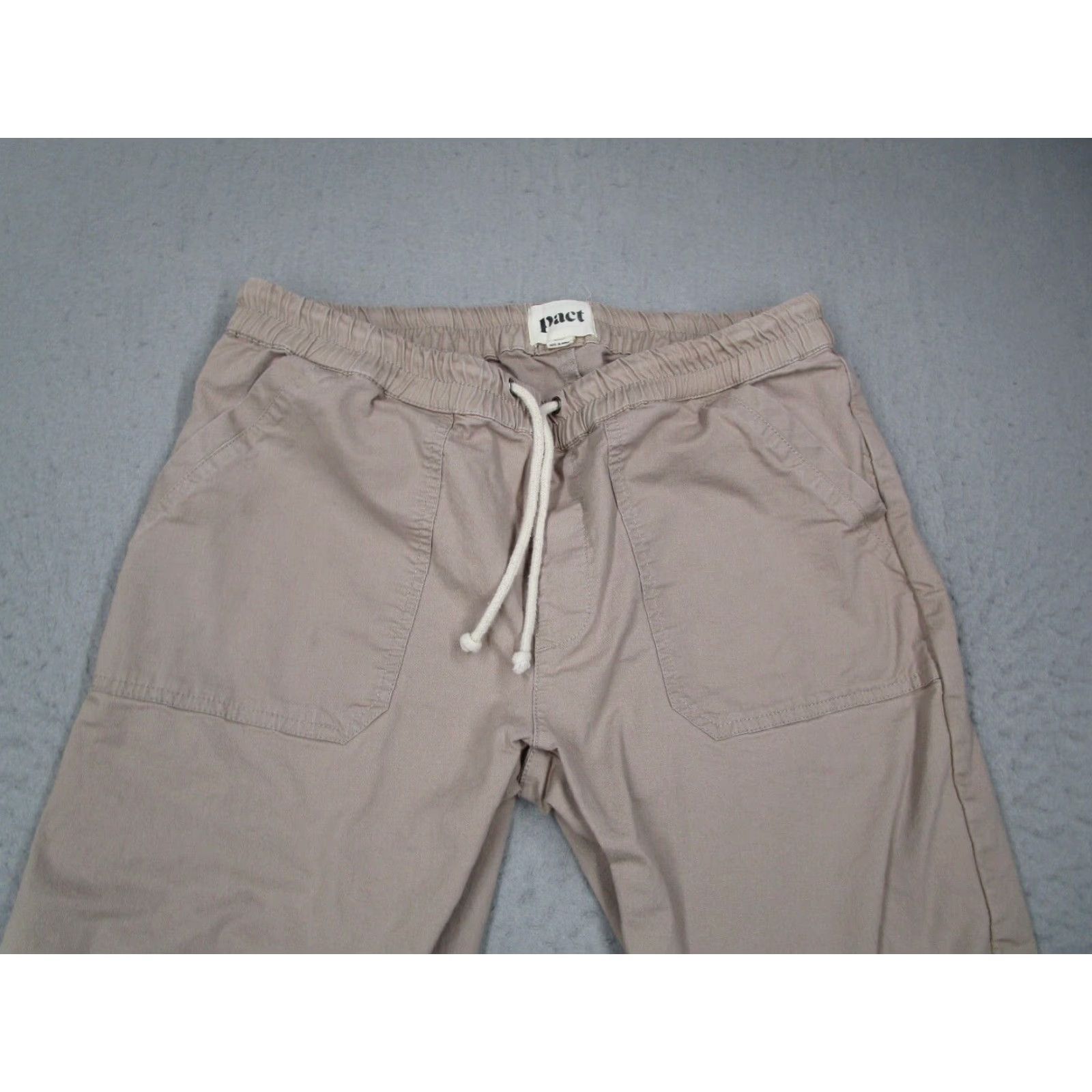 Vintage Pact Mens Beige Twill Joggers Large Organic Cotton Blend Tapered Work Hike Pants Size US 33 - 2 Thumbnail