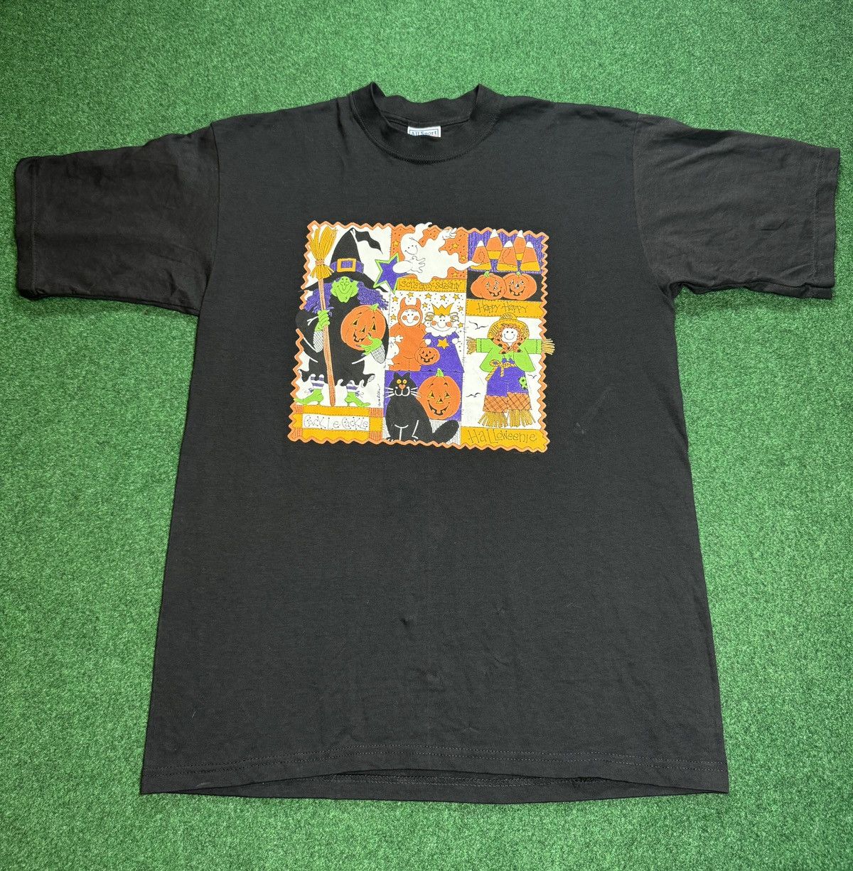 All Sport × Vintage Vintage 90s Halloween Black Cat Witch Ghost Spooky T Shirt Size US L / EU 52-54 / 3 - 1 Thumbnail