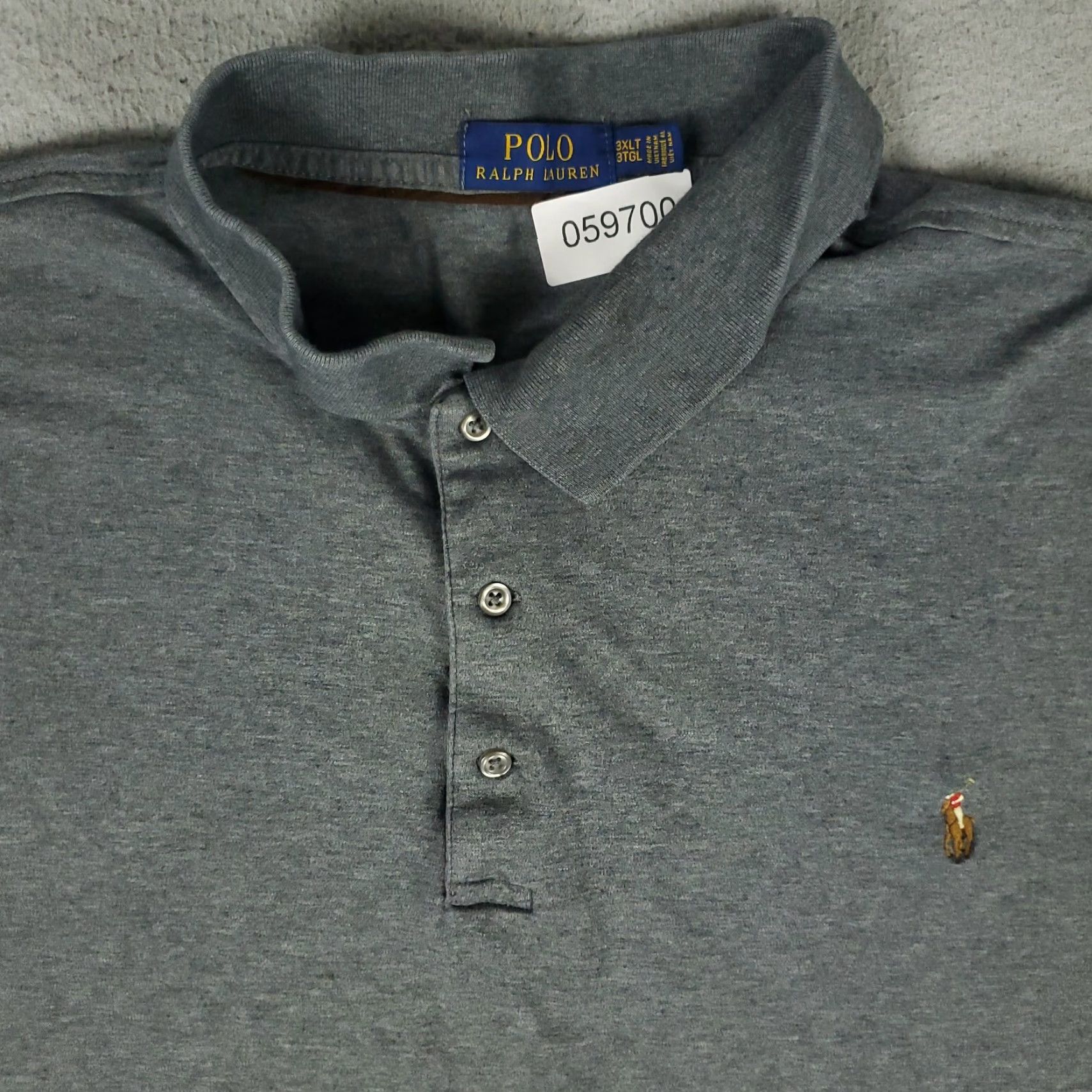 Ralph Lauren Polo Shirt Mens 3XLT Gray Long Sleeve Casual Activewear