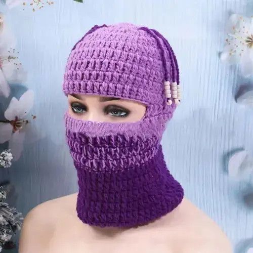 Other Knit Balaclavas Purple Tass Beanies Hat Size ONE SIZE - 2 Thumbnail