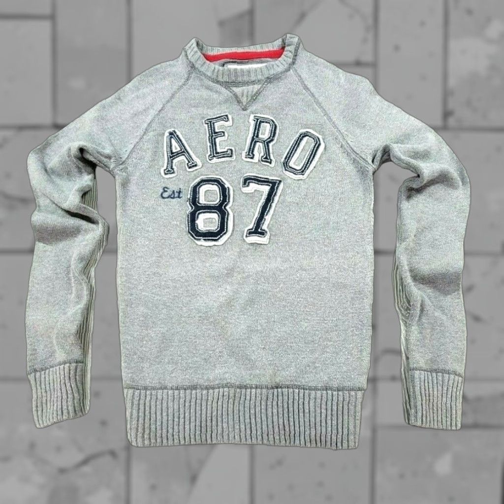 Vintage Aéropostale Gray Solid Crew Neck Long Sleeve Knit Sweater Sz S Aero Est 87 Size US S / EU 44-46 / 1 - 1 Thumbnail