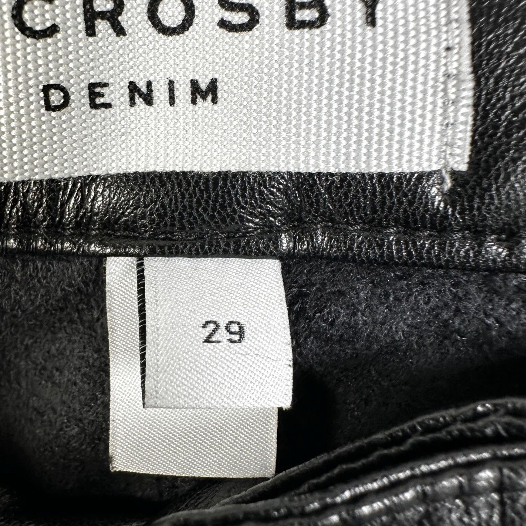 Vintage Derek Lam 10 Crosby Jeans Womens 29 Black Denim Faux Leather Back Straight USA Size 29" - 3 Thumbnail