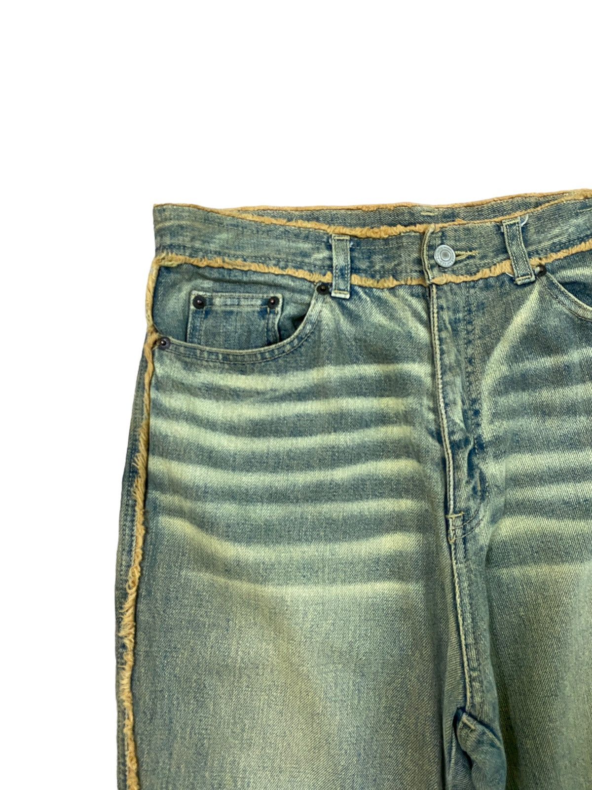Japanese Brand Flare LIVRE CLAIRE Rare Fur Design Bootcut Denim Size US 29 - 4 Thumbnail