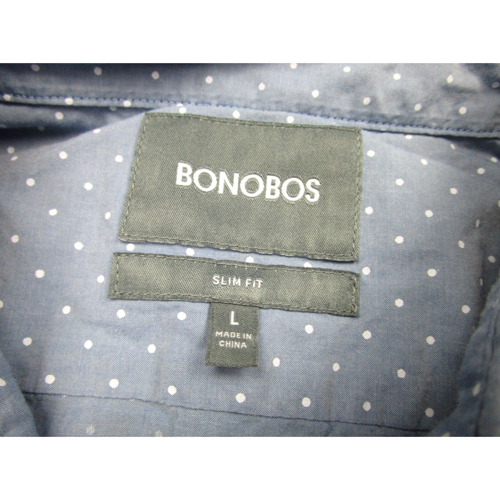 Bonobos VINTAGE Bonobos Shirt Mens Large Blue White Polka Dot Button-Up Slim Fit Casual Cotton Size US L / EU 52-54 / 3 - 4 Thumbnail