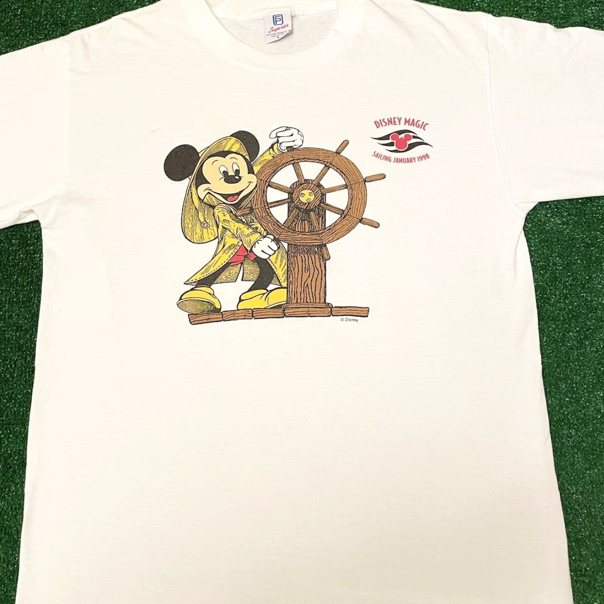 Disney VINTAGE 90s Disney Mickey Mouse Sailing Sailor Shirt Mens L White Disney Mickey Mouse Sailing Sailor VTG 1998 January Mens L Size US L / EU 52-54 / 3 - 5 Thumbnail