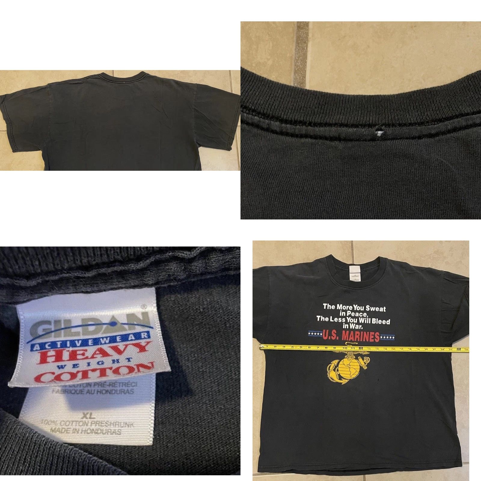 Vintage VINTAGE Marines The Less You’ll Bleed Faded Shirt M Boxy Army USMC Biker Grunge Shirt Mens Black 90s Army Marine Corps Grunge Tee Size US M / EU 48-50 / 2 - 9 Thumbnail