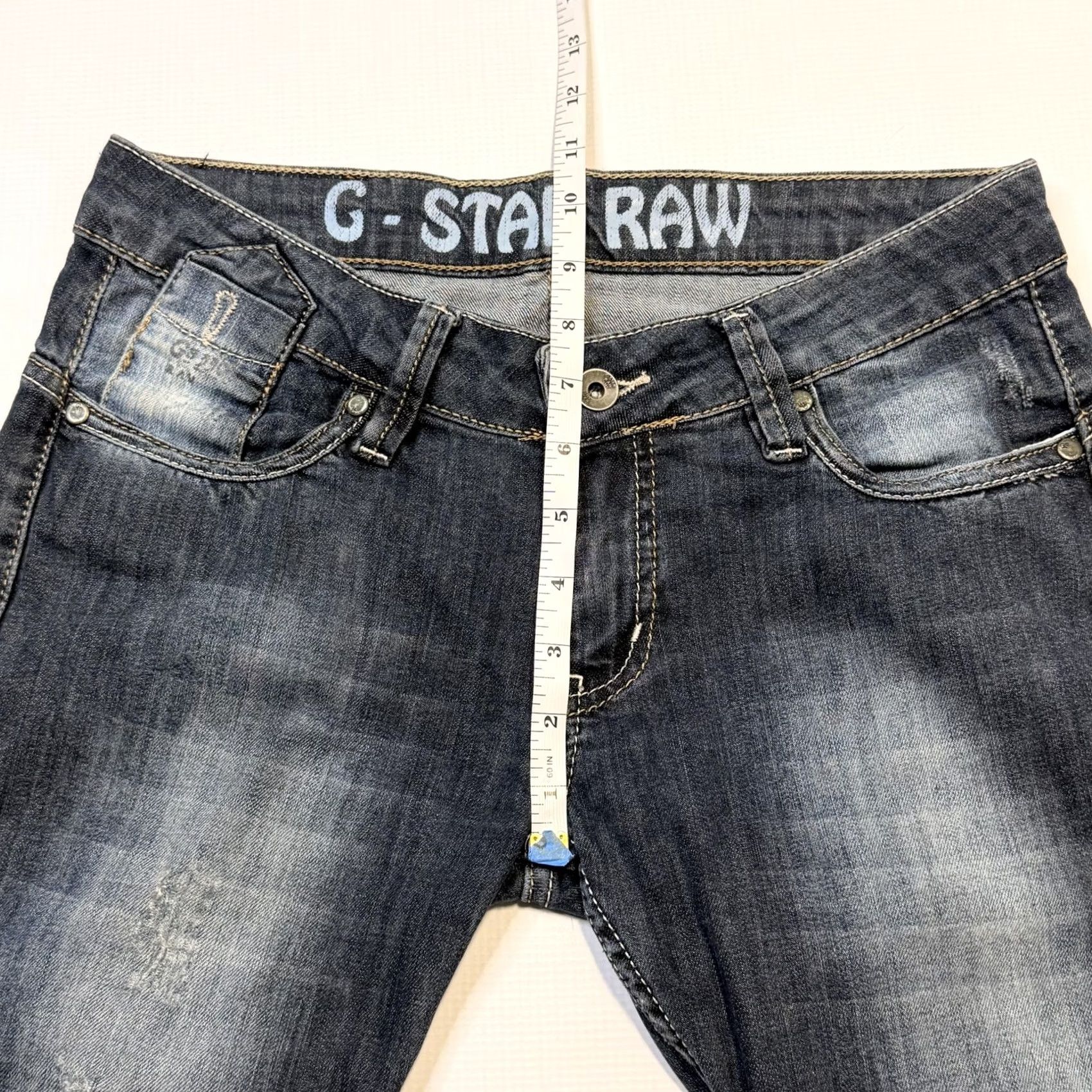 Vintage G-Star RAW Jeans Mens 30 Slim Straight Denim Dark Wash Blue Distressed Pockets Size US 30 / EU 46 - 5 Thumbnail