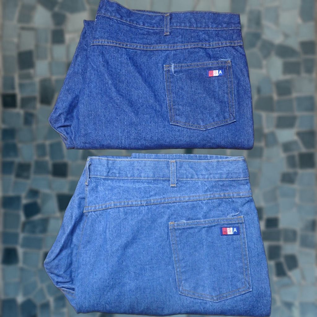 Vintage VINTAGE USA WORKS Jeans 54x36 Heavyweight Denim 5-Pocket Blue 90s USA Made Lot of 2 Mens Size US 38 / EU 54 - 1 Thumbnail