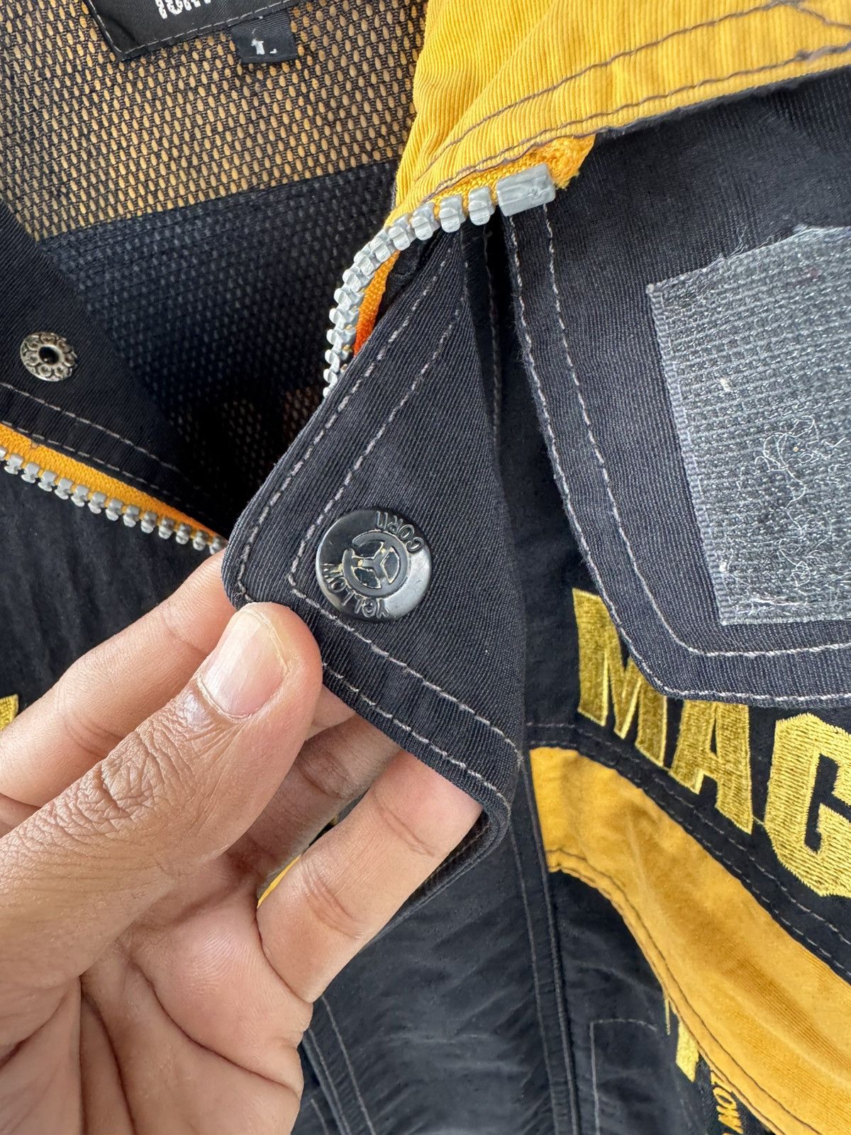 YELLOW CORN VTG YELLOW CORN HIGHWAY MAGICIAN SLEDGE HAMMER BIKER JACKET Size US L / EU 52-54 / 3 - 6 Thumbnail