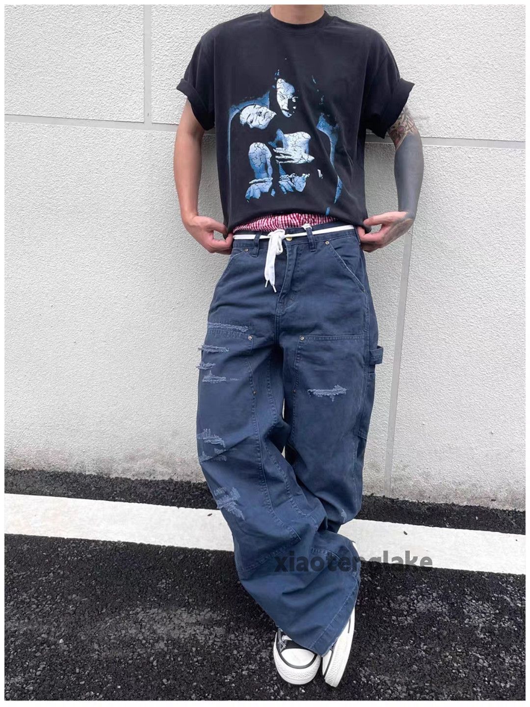 Vintage Utility loose baggy skate hiphop ripped carpenter pants Size US 32 / EU 48 - 4 Thumbnail