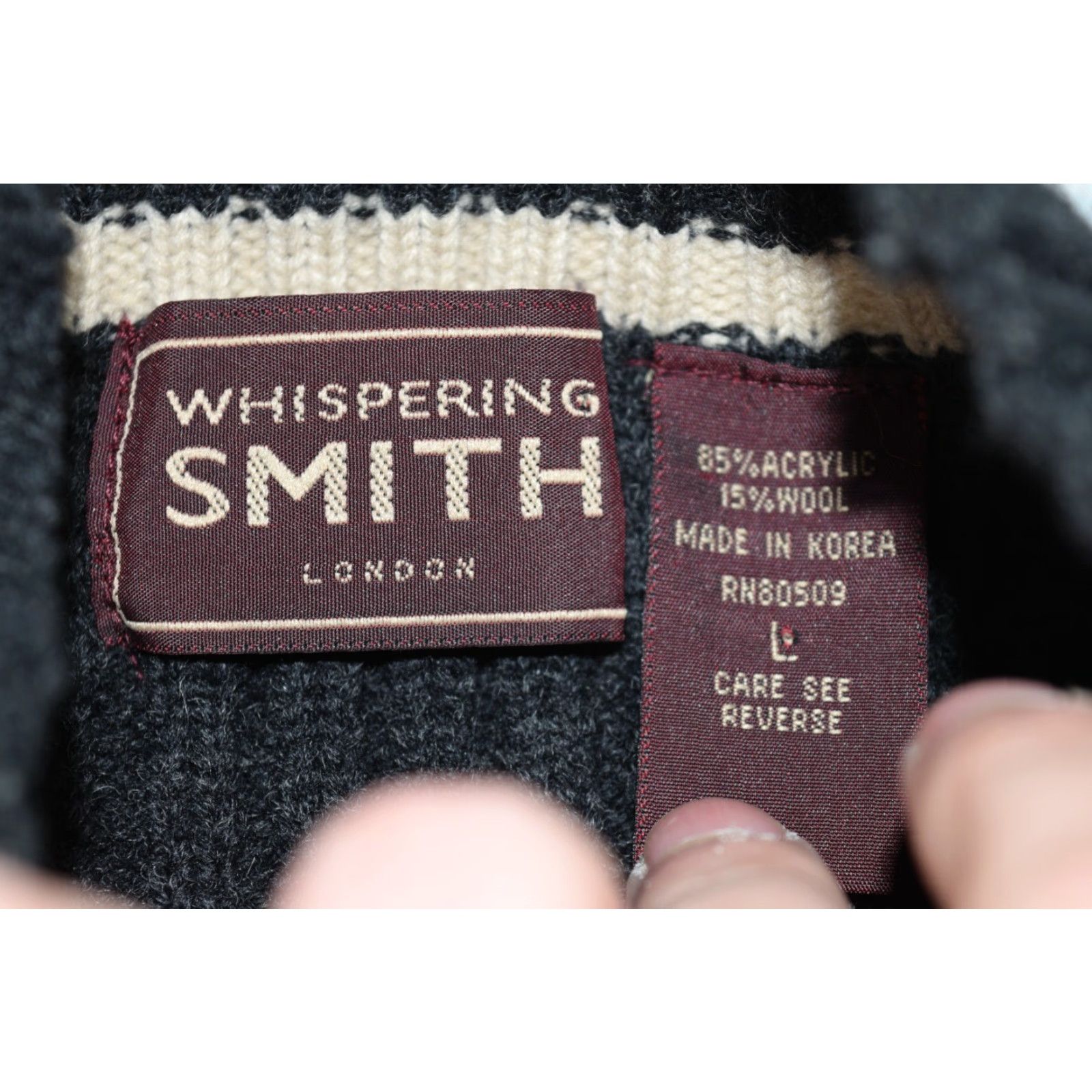 Vintage VINTAGE WHISPERING SMITH LONDON Sweater Jumper Striped Collar Mock Neck Size L Men Size US L / EU 52-54 / 3 - 5 Thumbnail