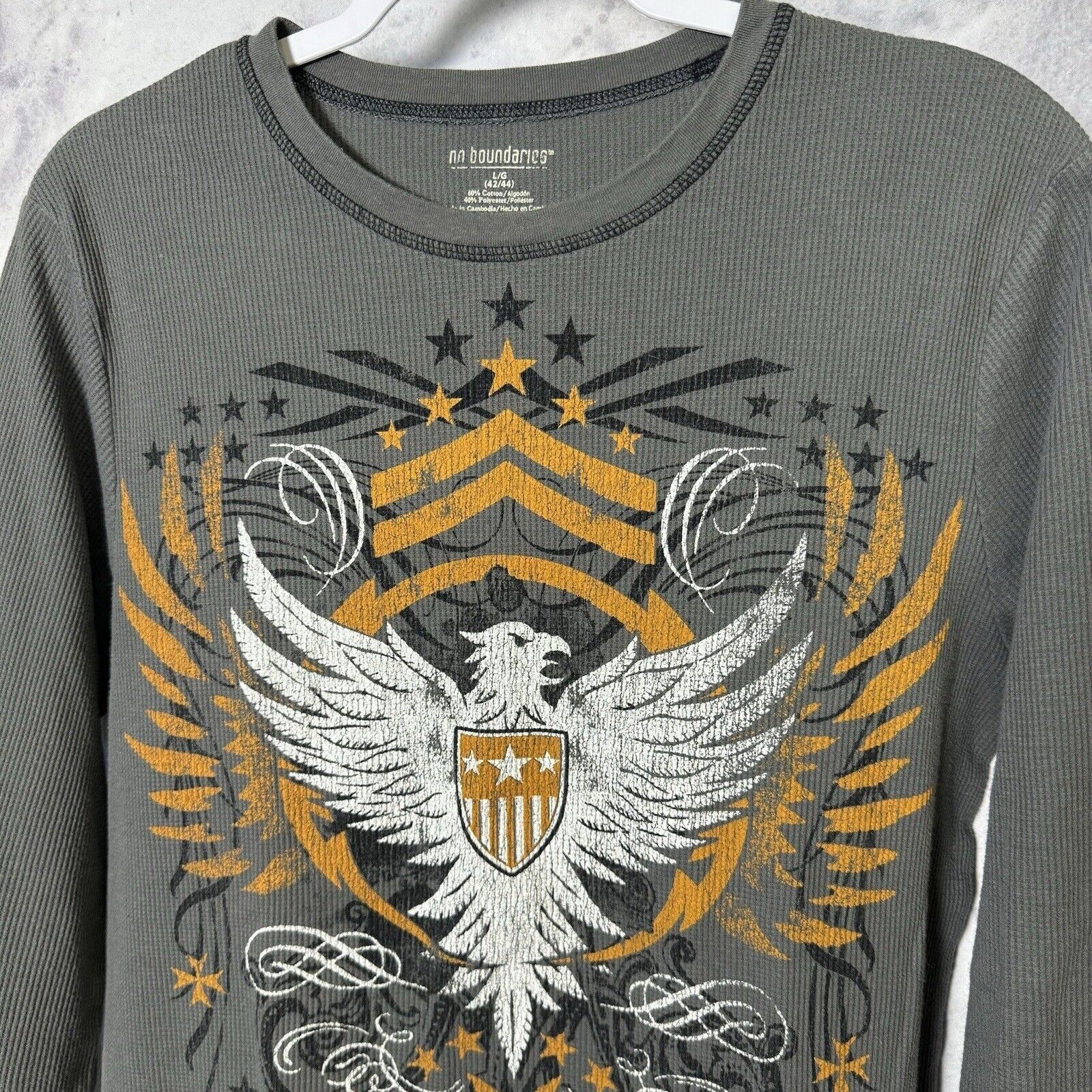 Other No Boundaries Thermal Shirt Adult Large Gray Long Sleeve Eag Size US L / EU 52-54 / 3 - 3 Thumbnail