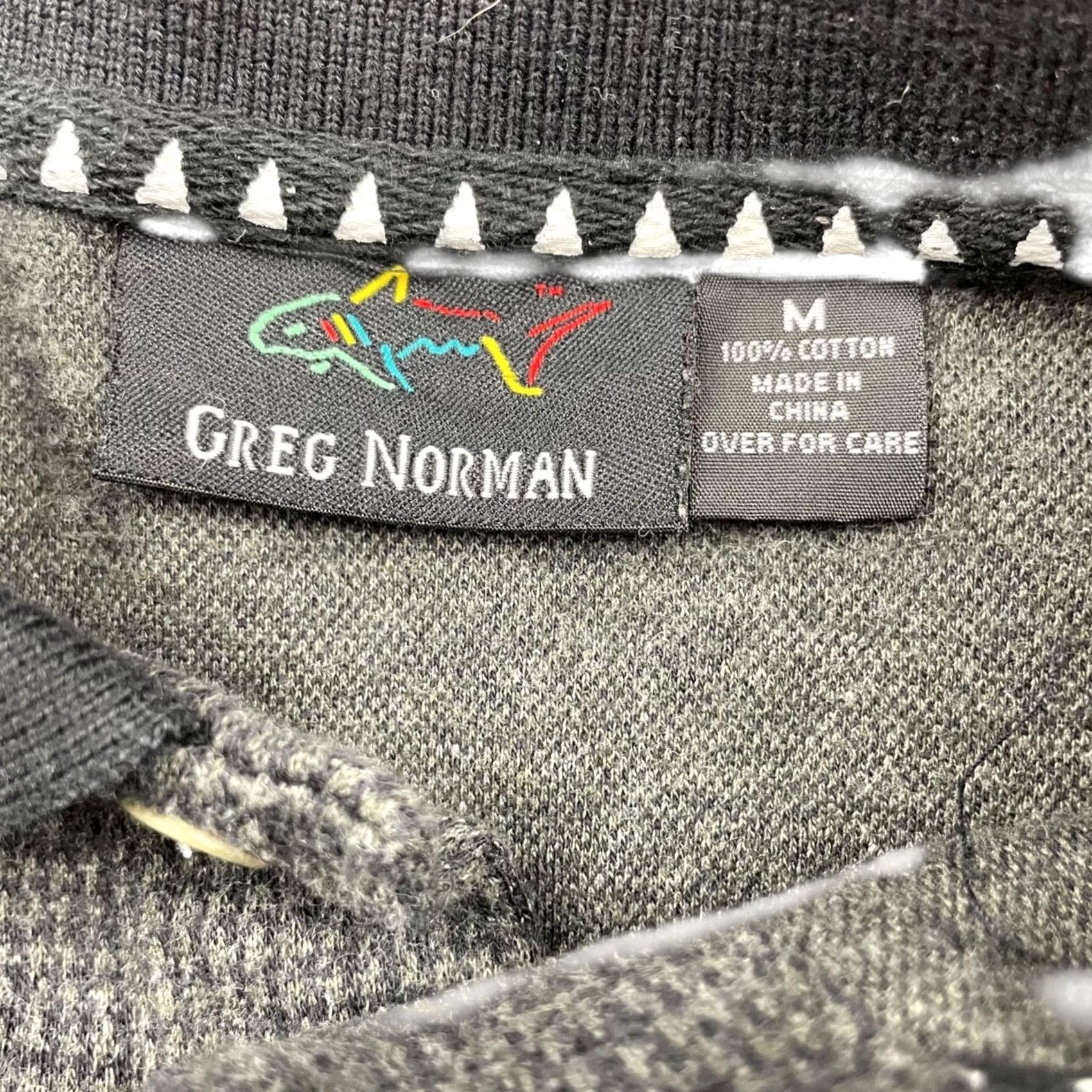 Vintage VINTAGE Greg Norman Polo Shirt Men’s Gray Houndstooth Shark Teeth Collar Medium Size US M / EU 48-50 / 2 - 5 Thumbnail