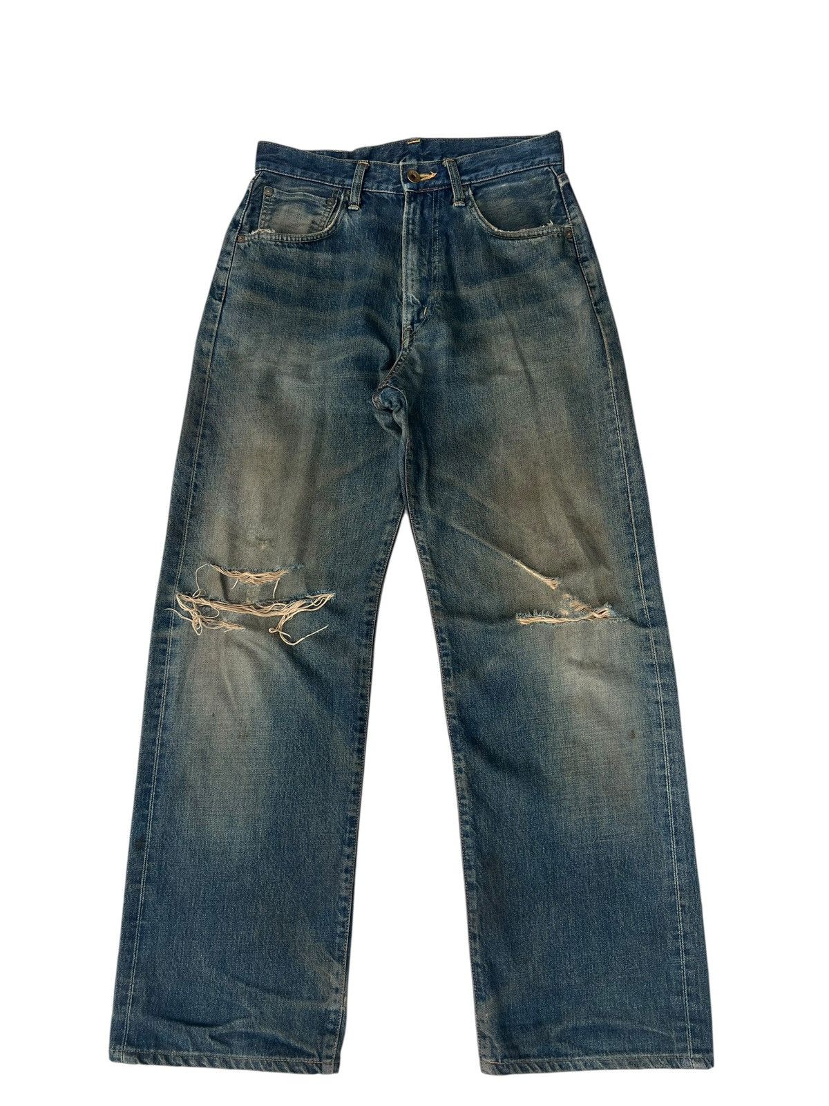 Edwin Vintage Y2K 2000s Edwin Aging Dirty Mud Denim Selvedge Jeans Size US 29 - 1 Thumbnail