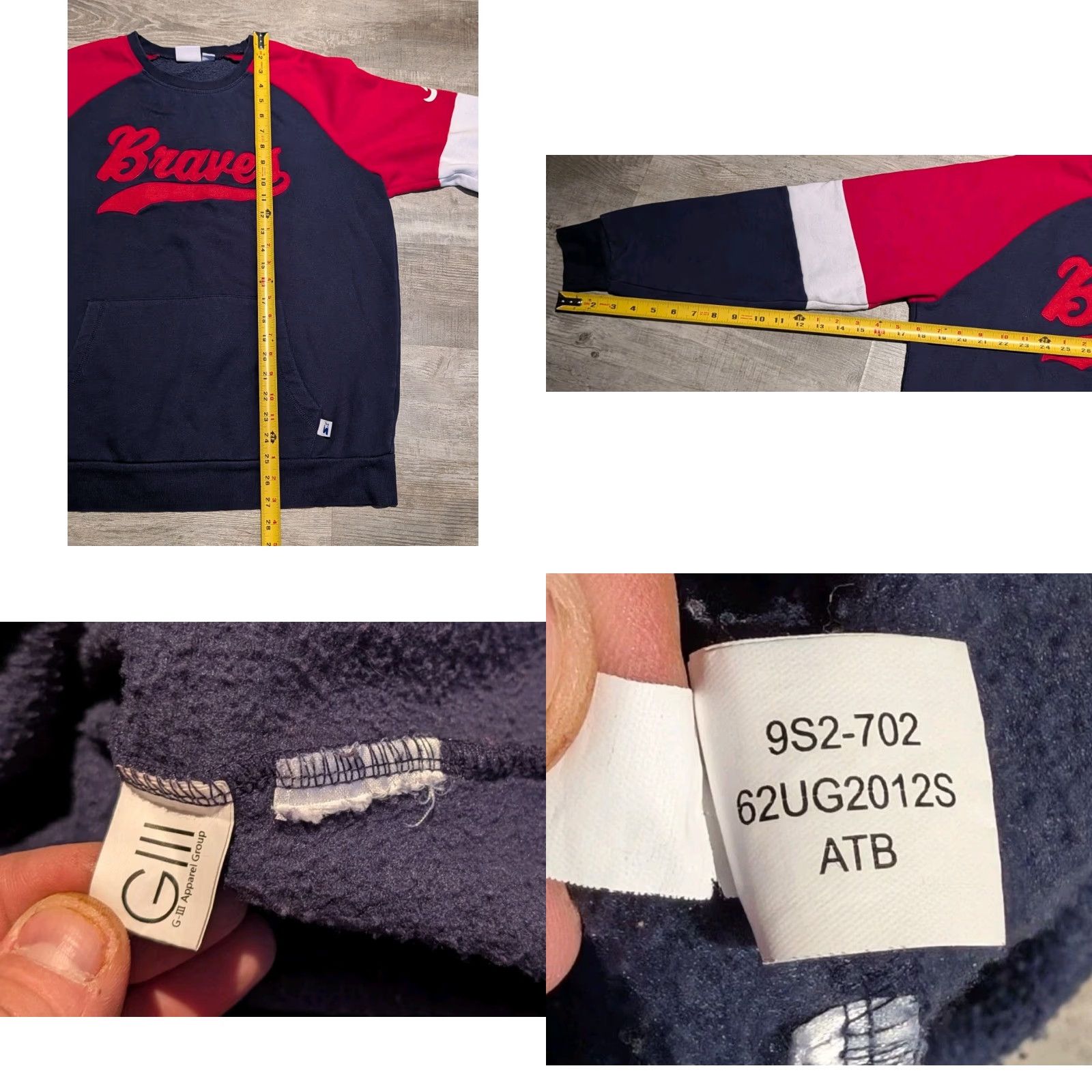 Starter Starter Atlanta Braves Crewneck Sweatshirt Men’s XL Colorblock Navy Red White Fleece Embroidered 90s Sports Pullover Size US XL / EU 56 / 4 - 8 Thumbnail