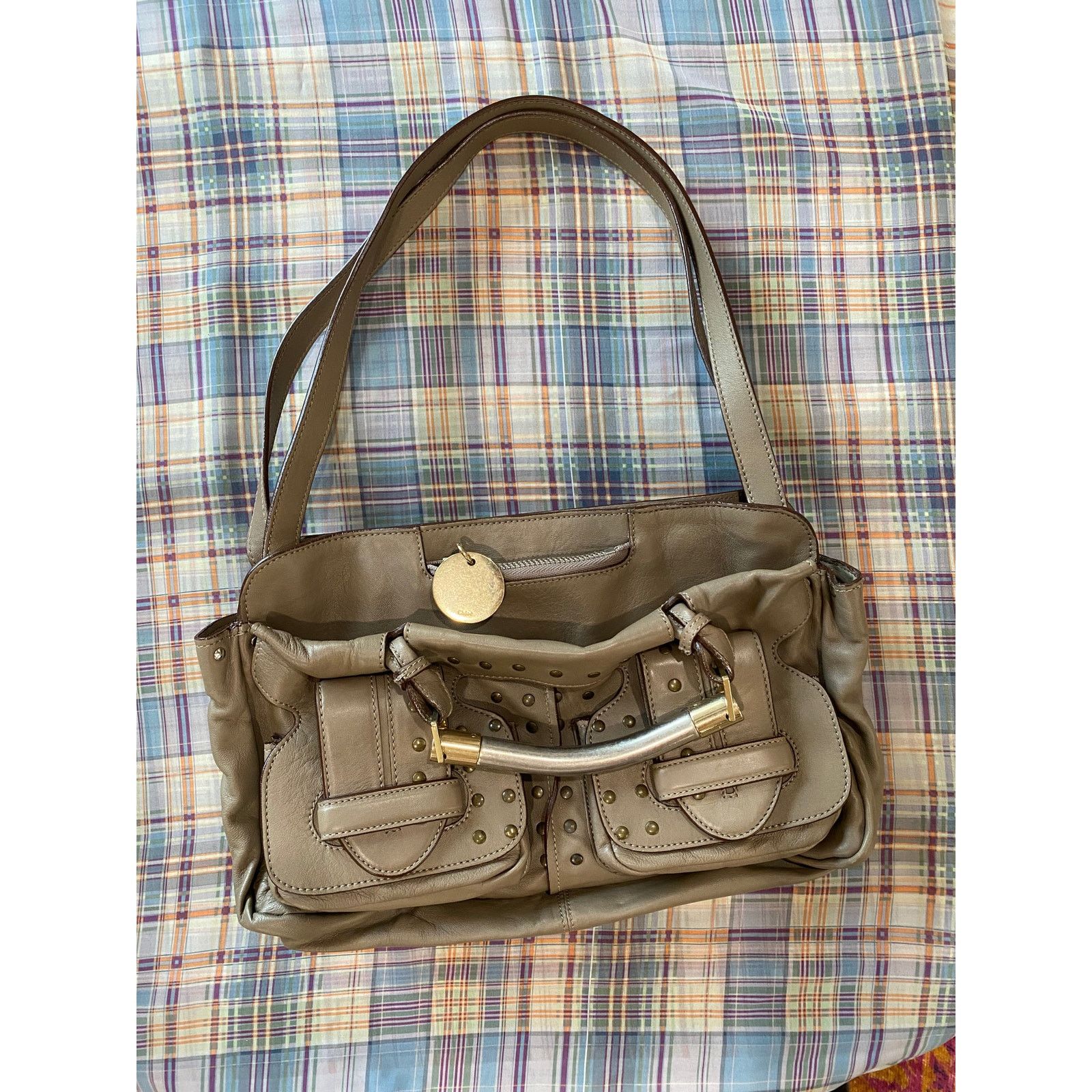 Chloe Vintage 00's Chloé Saskia Grey Leather Studded Tote Size ONE SIZE - 3 Thumbnail