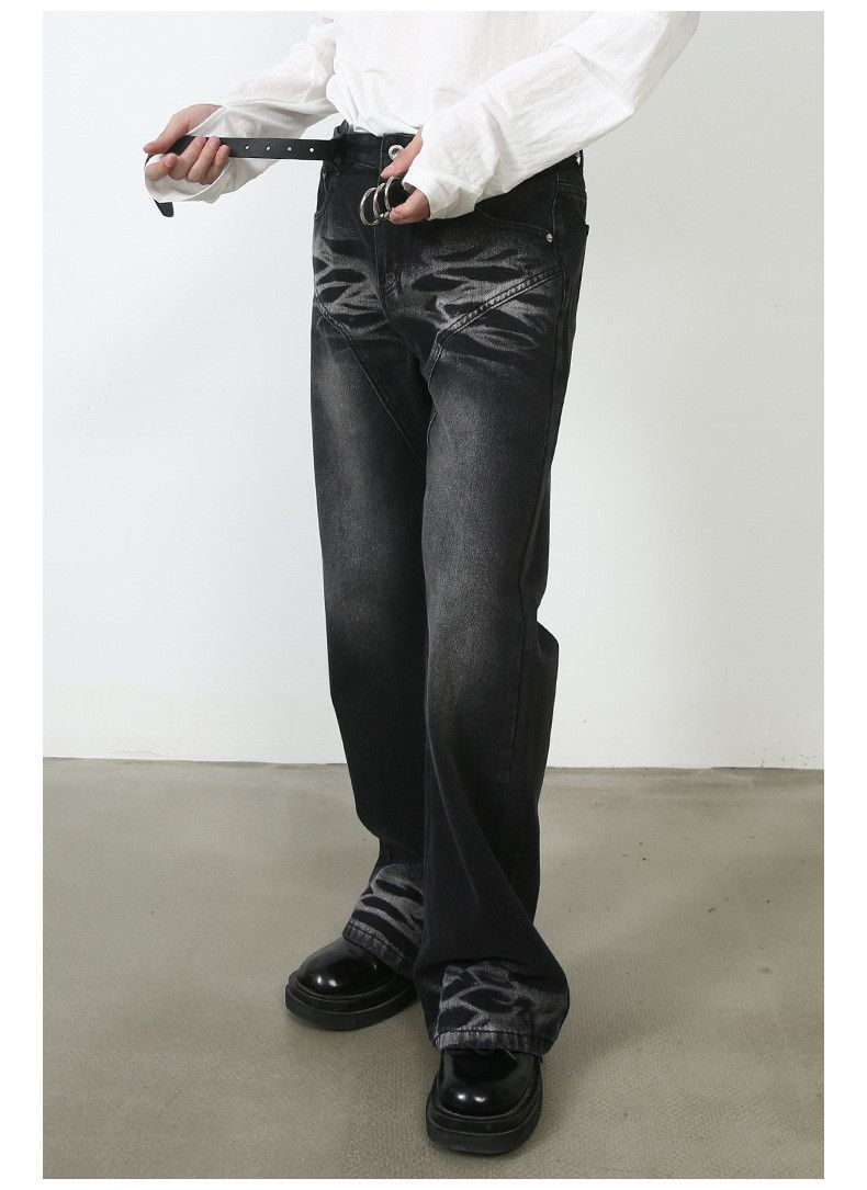 Japanese Brand Retro clessfit patchwork straight-leg black flared jeans Size US 32 / EU 48 - 3 Thumbnail