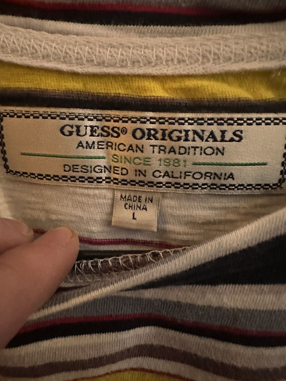 Guess × Vintage Vintage Guess Los Angeles Striped Tee Size US L / EU 52-54 / 3 - 3 Thumbnail