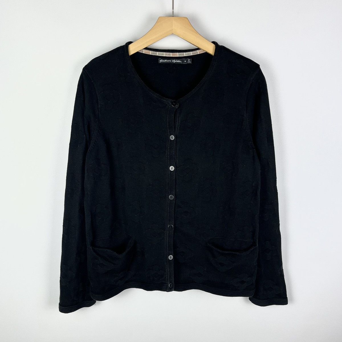 Gudrun Sjoden Gudrun Sjoden Black Cotton Floral Cardigan Button Up Size M Size M / US 6-8 / IT 42-44 - 1 Thumbnail