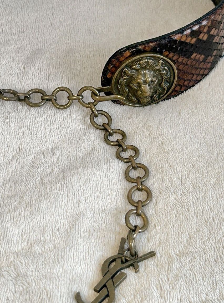 Yves Saint Laurent YSL Vintage Collector Logo // Lion Head Python & Chain Belt Size ONE SIZE - 5 Thumbnail