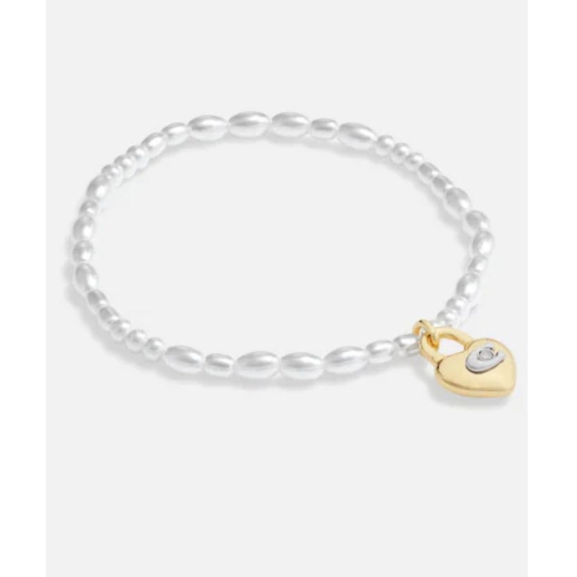 Coach Coach Heart Lock Stretch Bracelet Glass pearls Size ONE SIZE - 1 Thumbnail