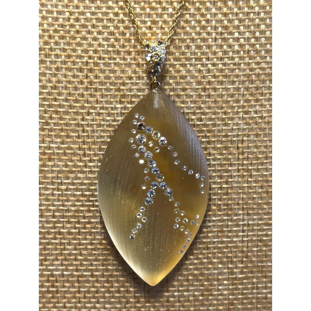 Alexis Bittar Alexis Bittar Crystal Dust Lucite Leaf Pendant Necklace in G Size ONE SIZE - 4 Thumbnail
