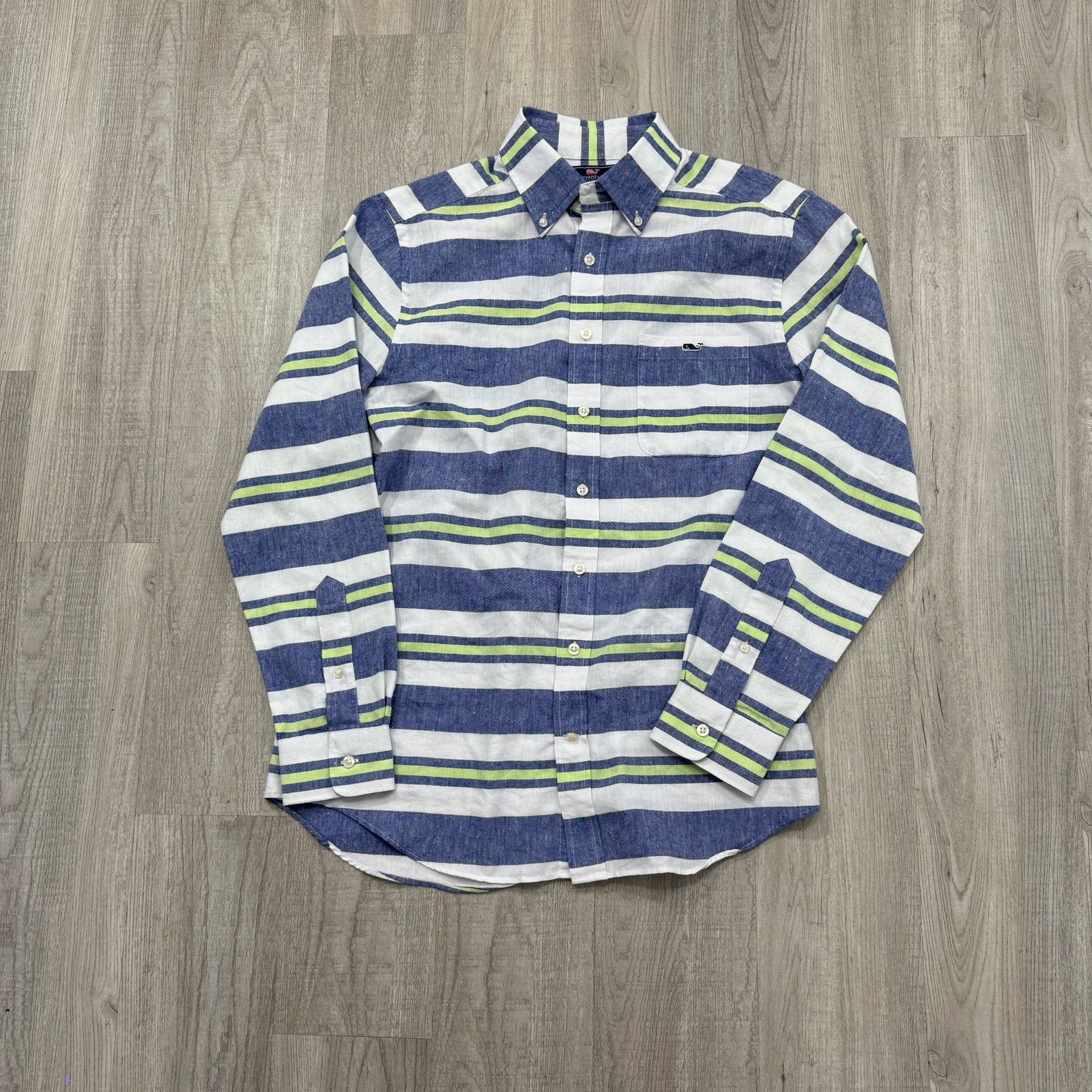 Vineyard Vines Vineyard Vines Shirt Men's Medium Blue White Green Striped Size US M / EU 48-50 / 2 - 1 Thumbnail