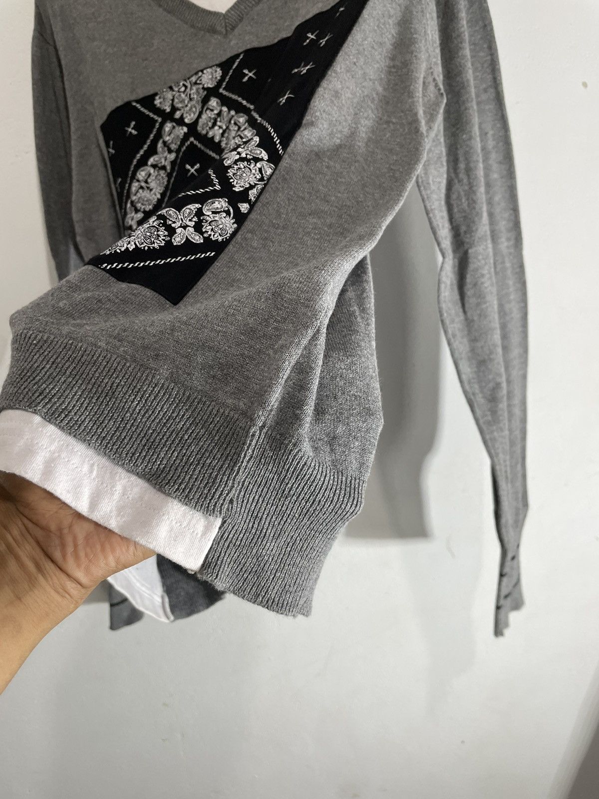 If Six Was Nine Japanese Brand Double layer Knitt longsleeve paisley pattern Size US M / EU 48-50 / 2 - 5 Thumbnail