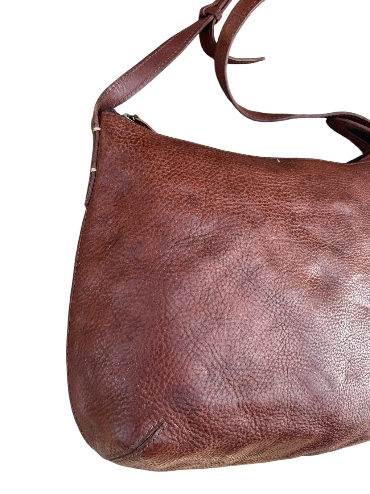 Leather Genten Japan Patina Brown Solid Leather Bag Sling Size ONE SIZE - 10 Thumbnail