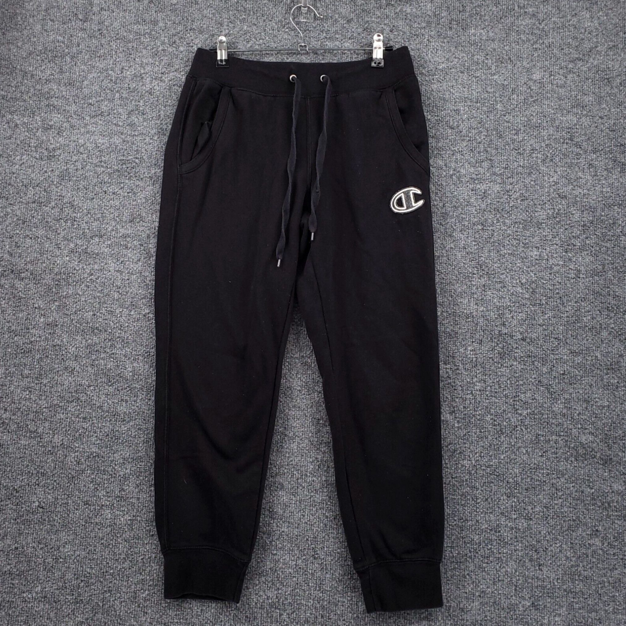 Champion Comfortable Black Cotton Logo Joggers Drawstring Champion Sweatpants for Women in Small Size Grailed